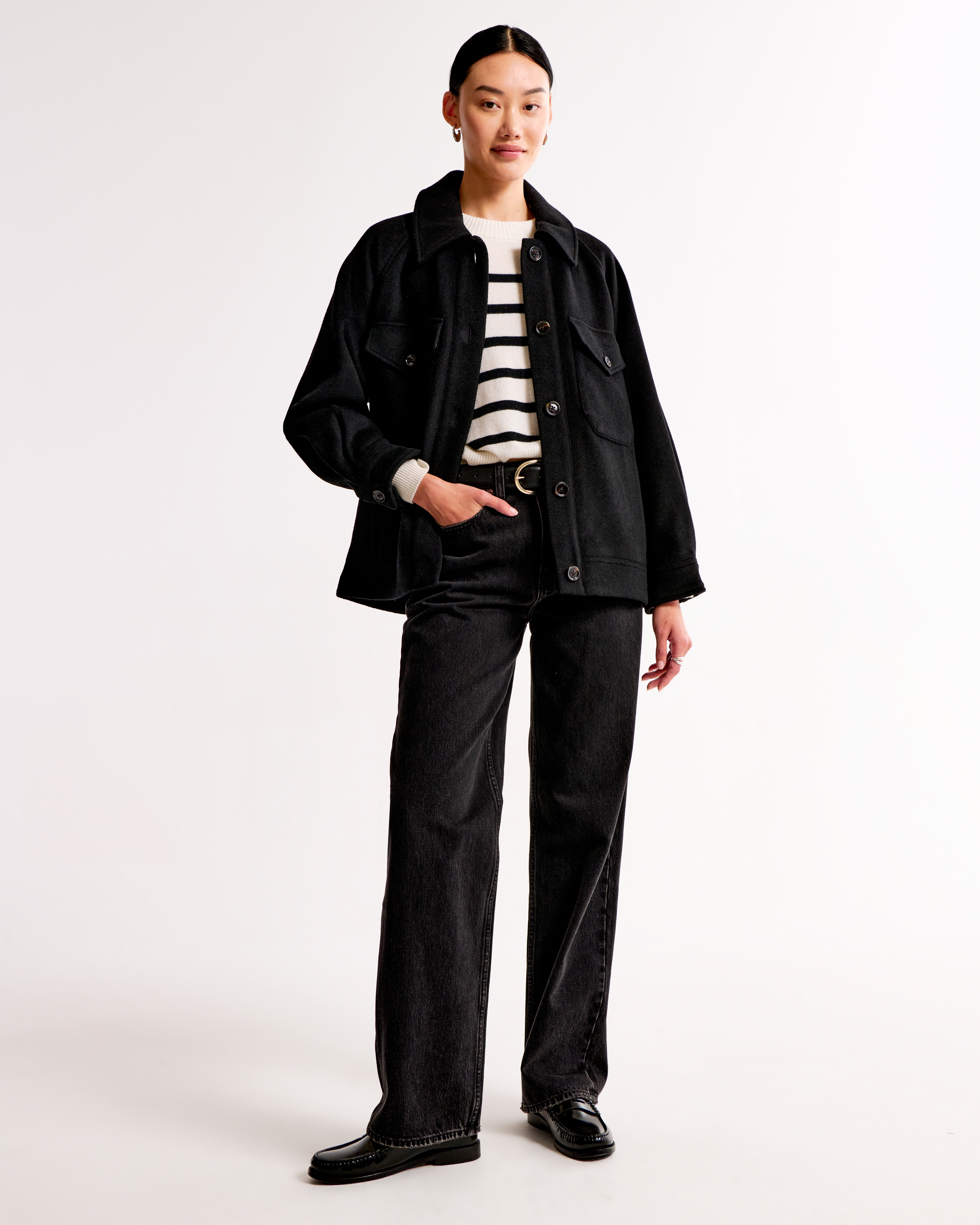 Women's Wool-Blend Utility Shirt Jacket | Women's Clearance