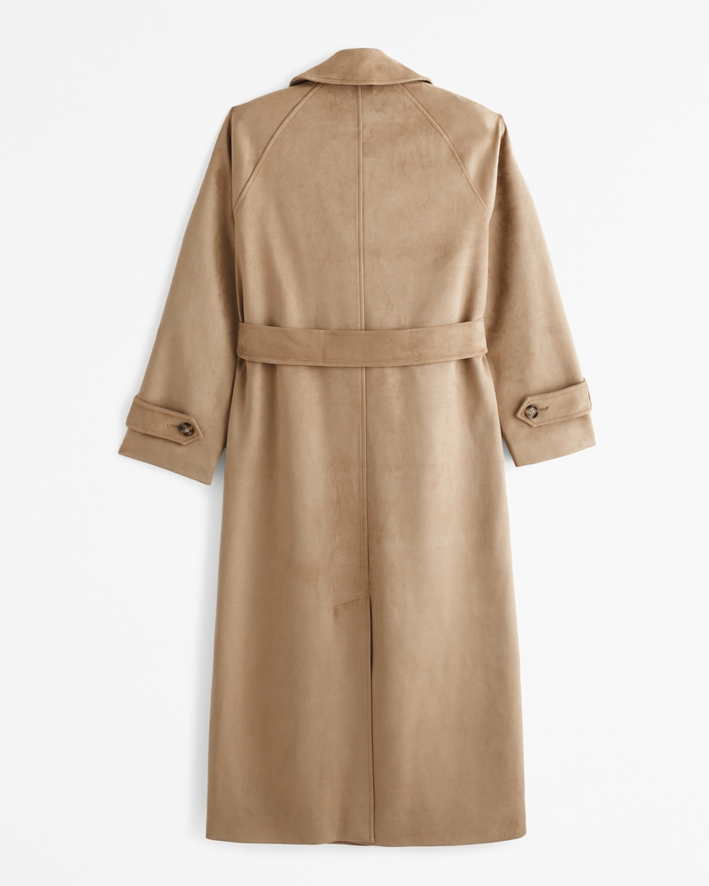 Faux Suede Trench Coat