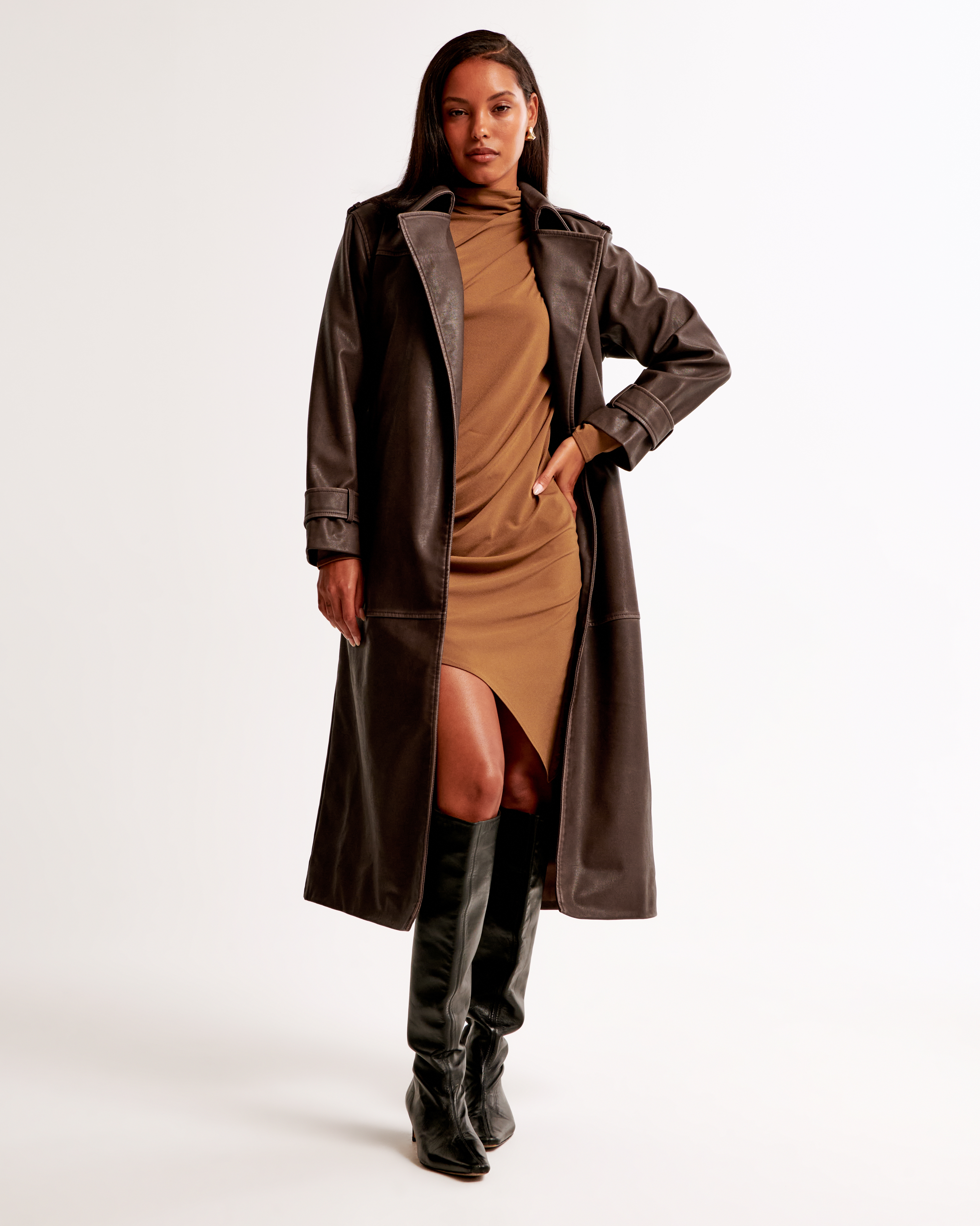 Leather trench coat ladies hotsell