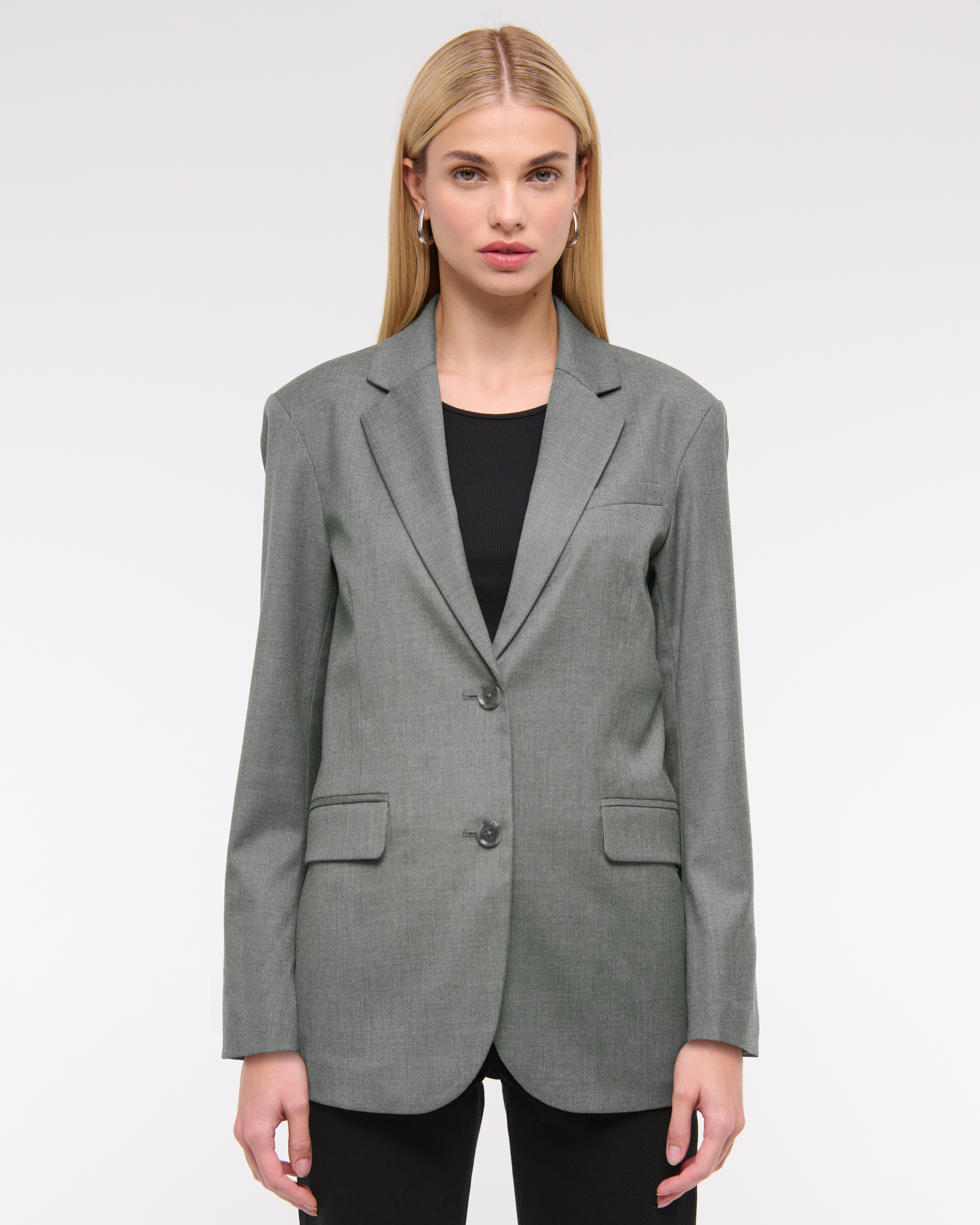 Abercrombie & Fitch Relaxed Suiting Blazer In Gray