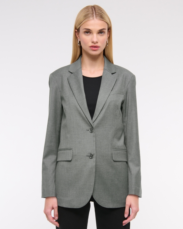 Relaxed Suiting Blazer, Dark Gray