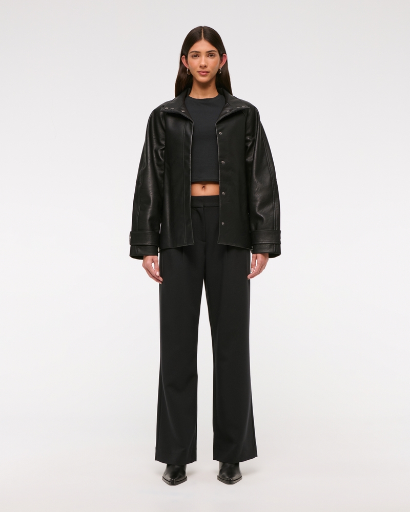 Belted Vegan Leather Jacket