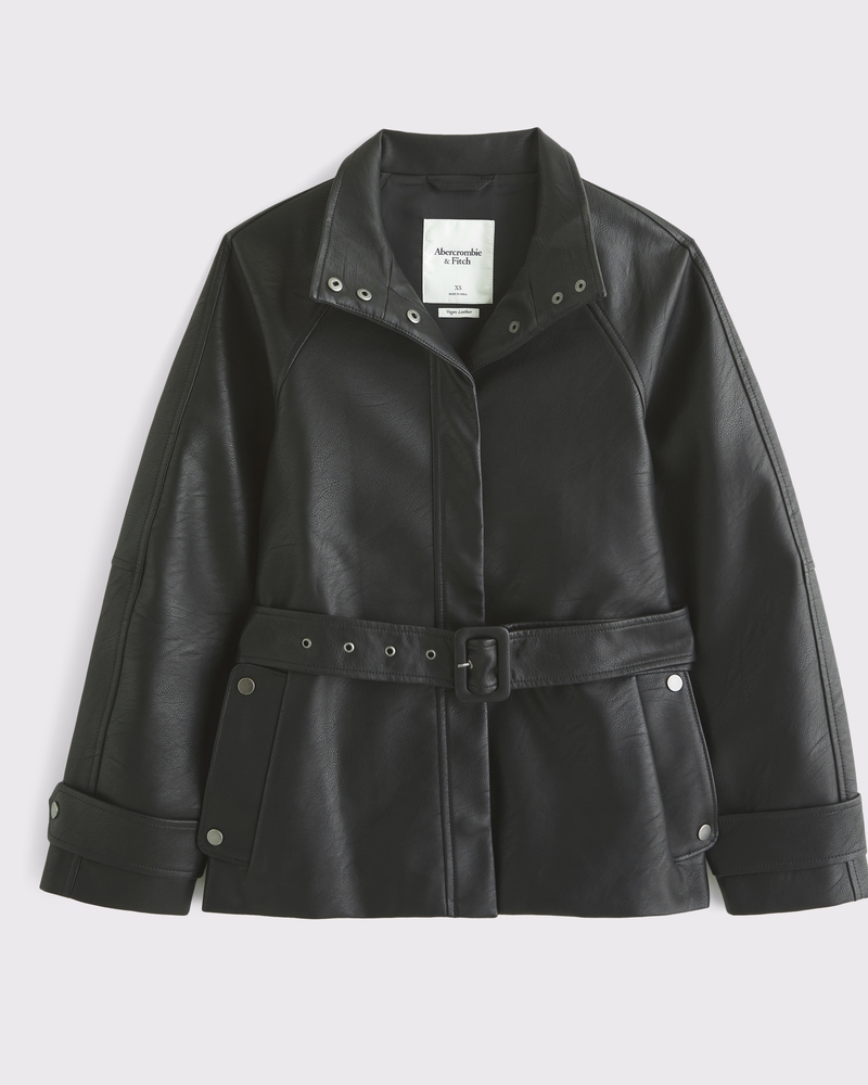 ジャケット・アウター Little suzie Vegan Leather Belted Jacket Women's Belted Vegan Leather Jacket | Women's Clearance