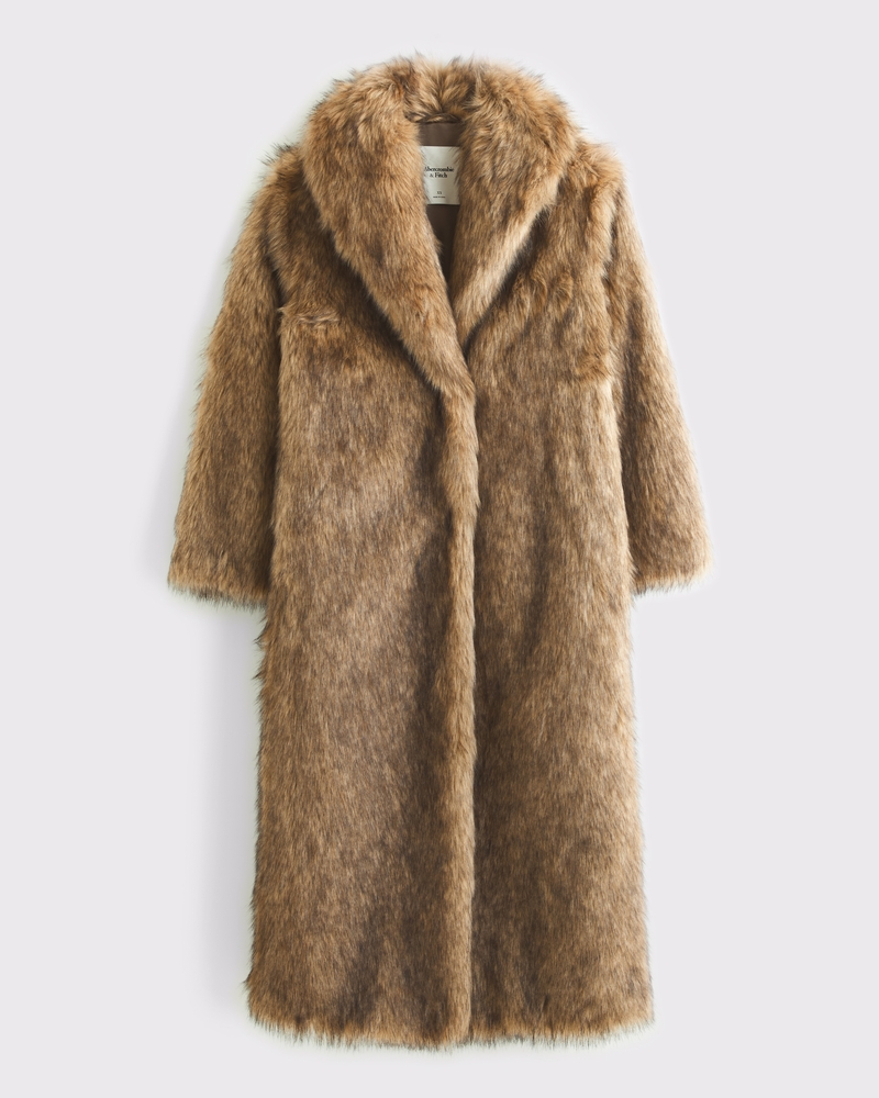 Plus size full length faux fur coat deals