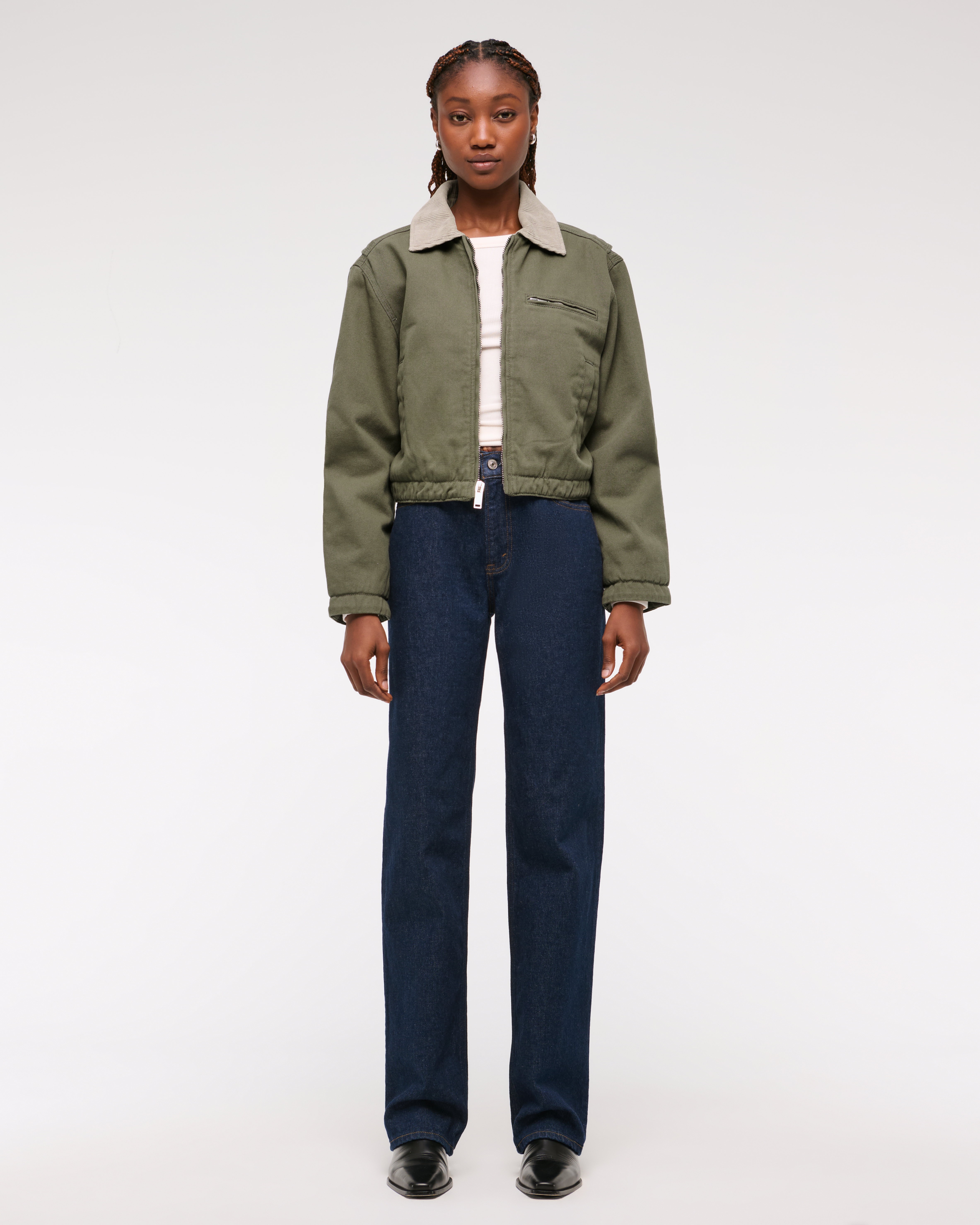 Women's Cropped Twill Workwear Jacket | Women's Clearance