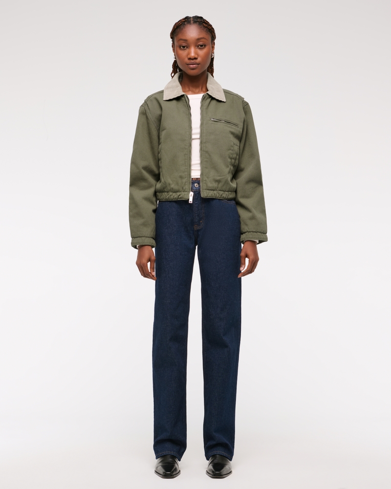 Cropped Twill Workwear Jacket