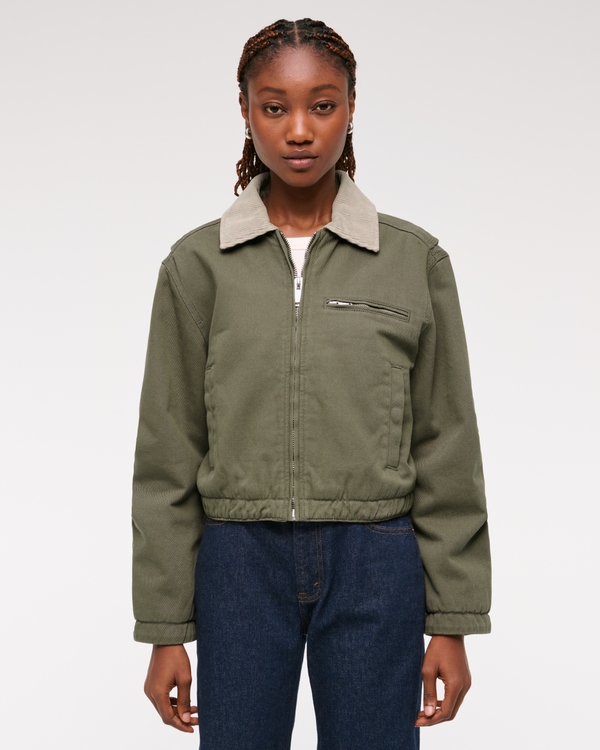 Women's Cropped Twill Workwear Jacket | Women's Clearance