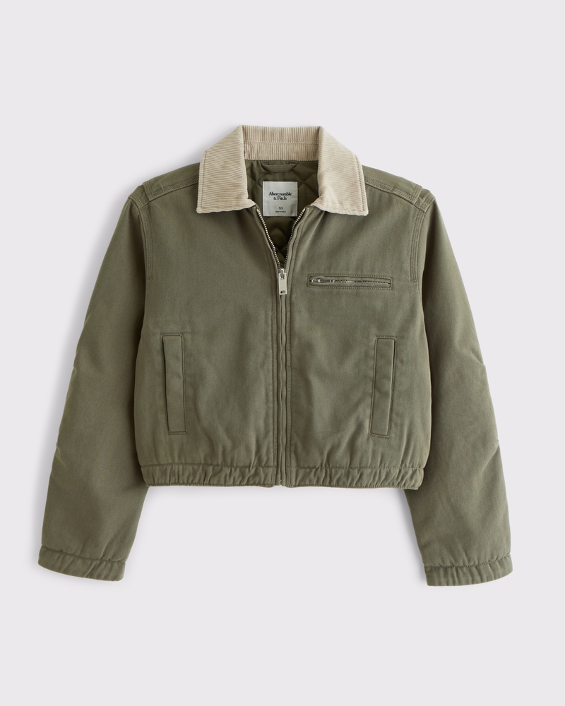 激安ショップ 食品 Cropped Women's Twill Clearance Women's | Jacket Workwear ジャケット・アウター