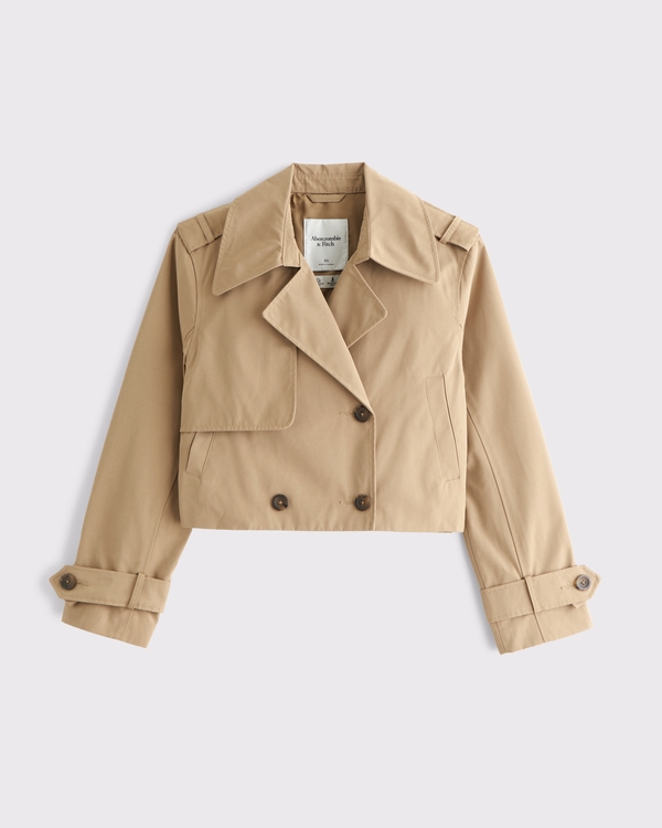 Cropped Trench Coat, Caramel view 1