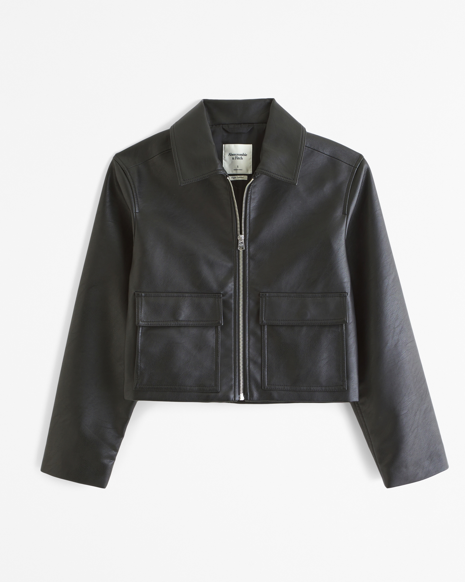 Vegan Leather Cropped Trucker Jacket