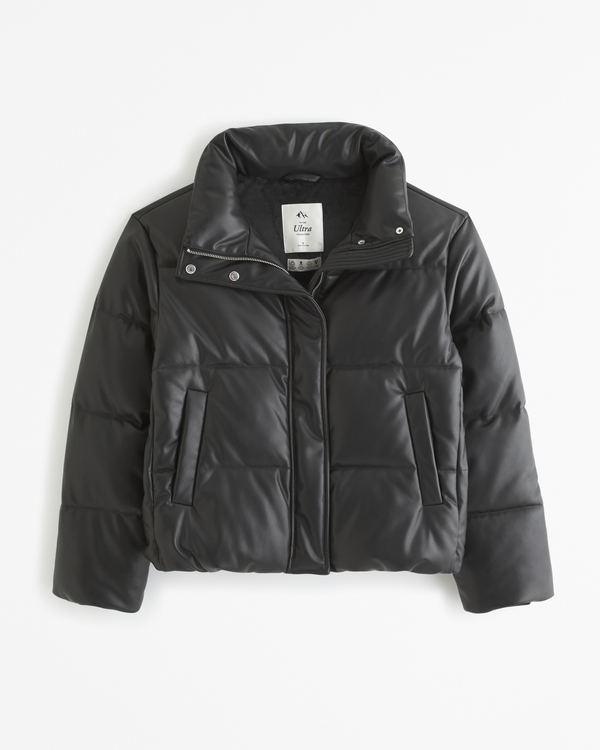 Vegan Leather Classic Puffer, Black