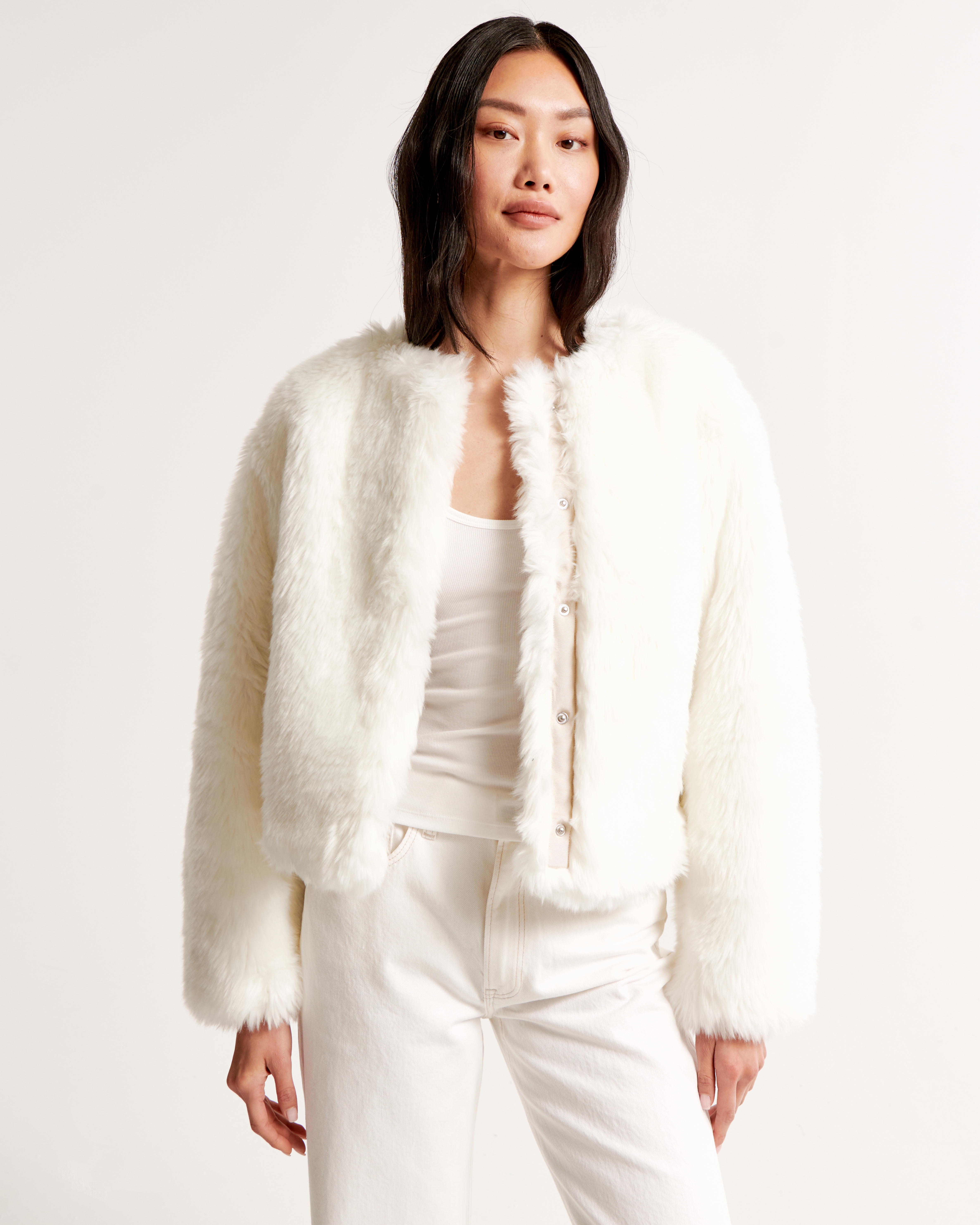 Women's Winterized Collarless Faux Fur Jacket | Women's Coats