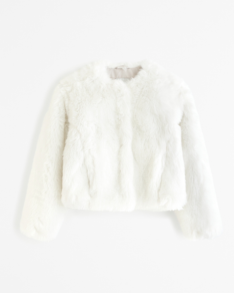 Winterized Collarless Faux Fur Jacket