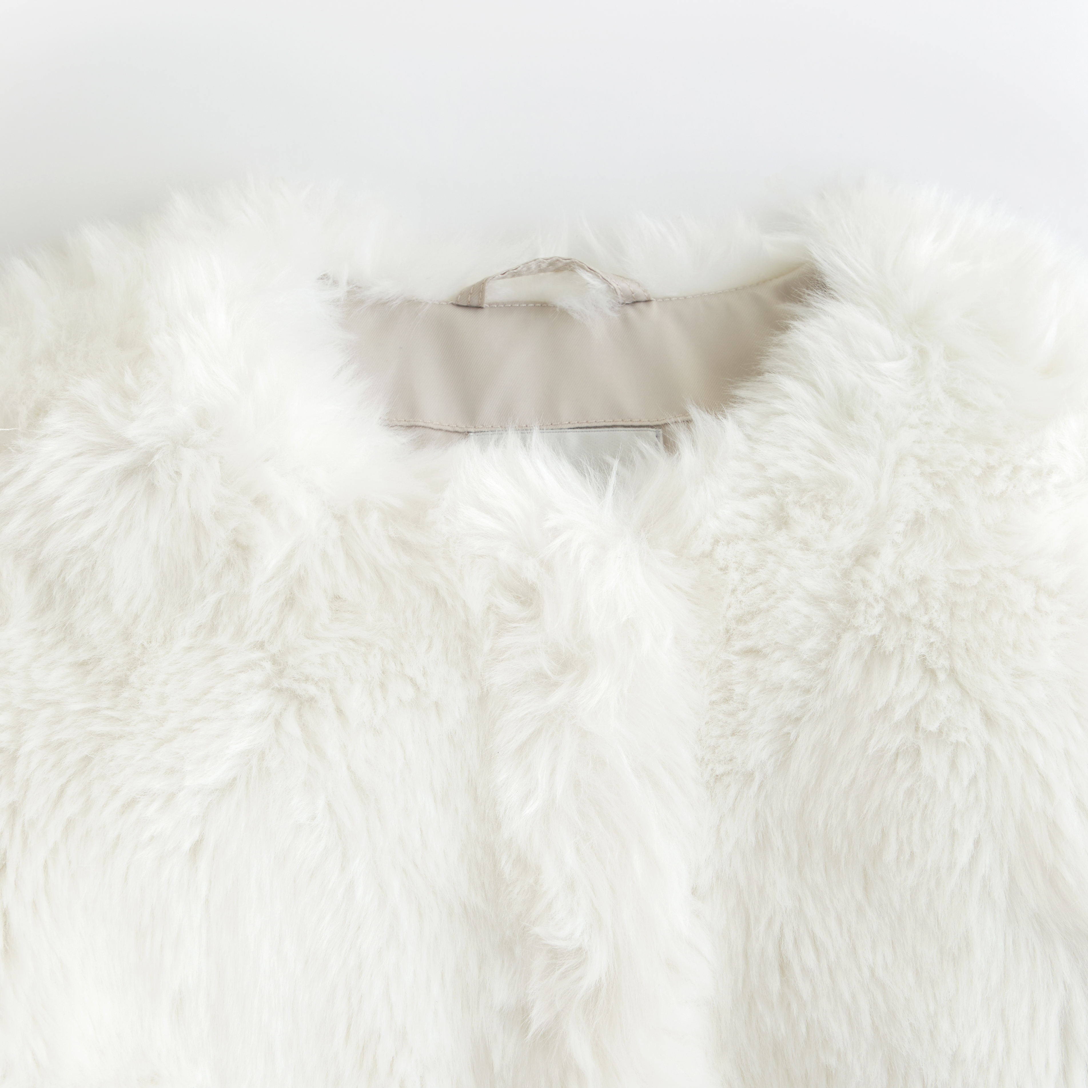 Winterized Collarless Faux Fur Jacket