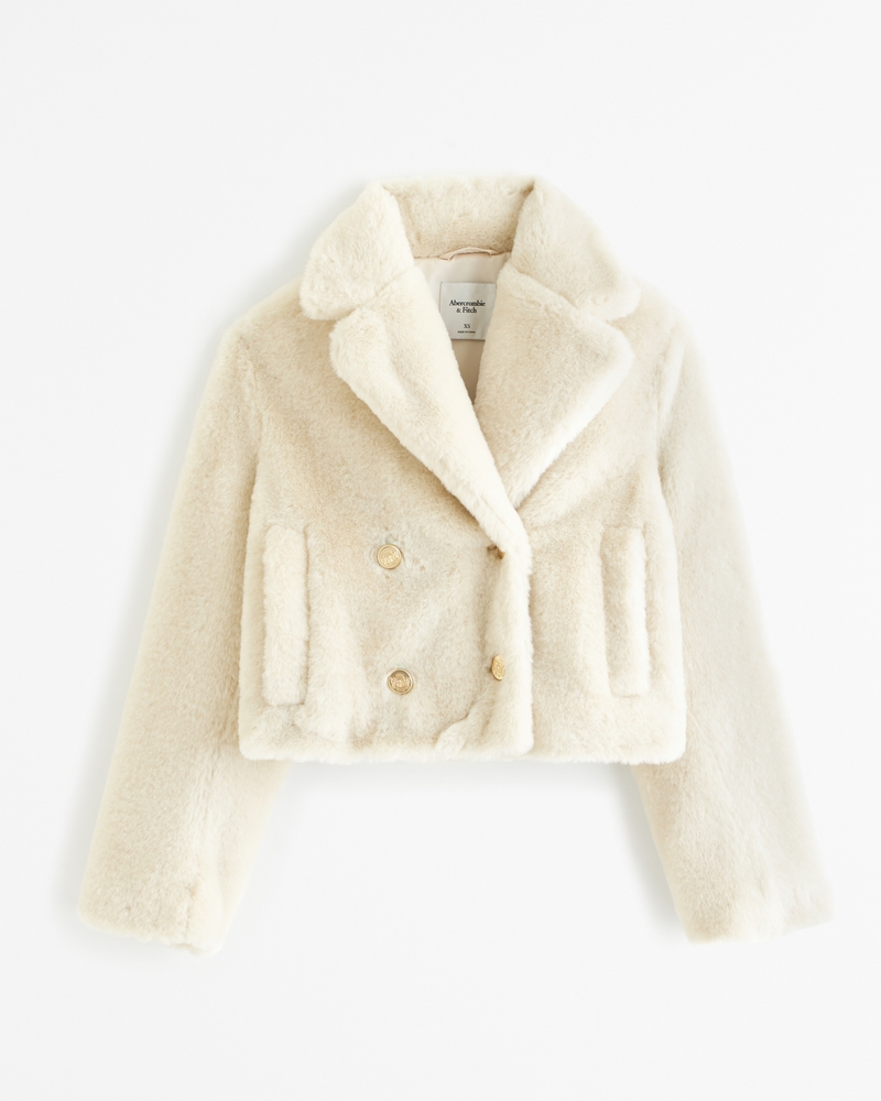 Women's Short Double-Breasted Faux Fur Jacket