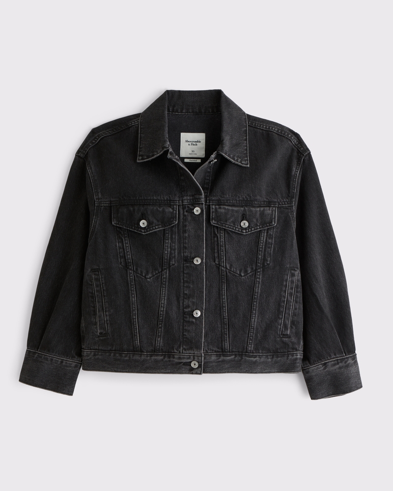 Women's Oversized Distressed Denim Trucker Jacket | Women's Women's Oversized Distressed Denim Trucker Jacket | Women's
