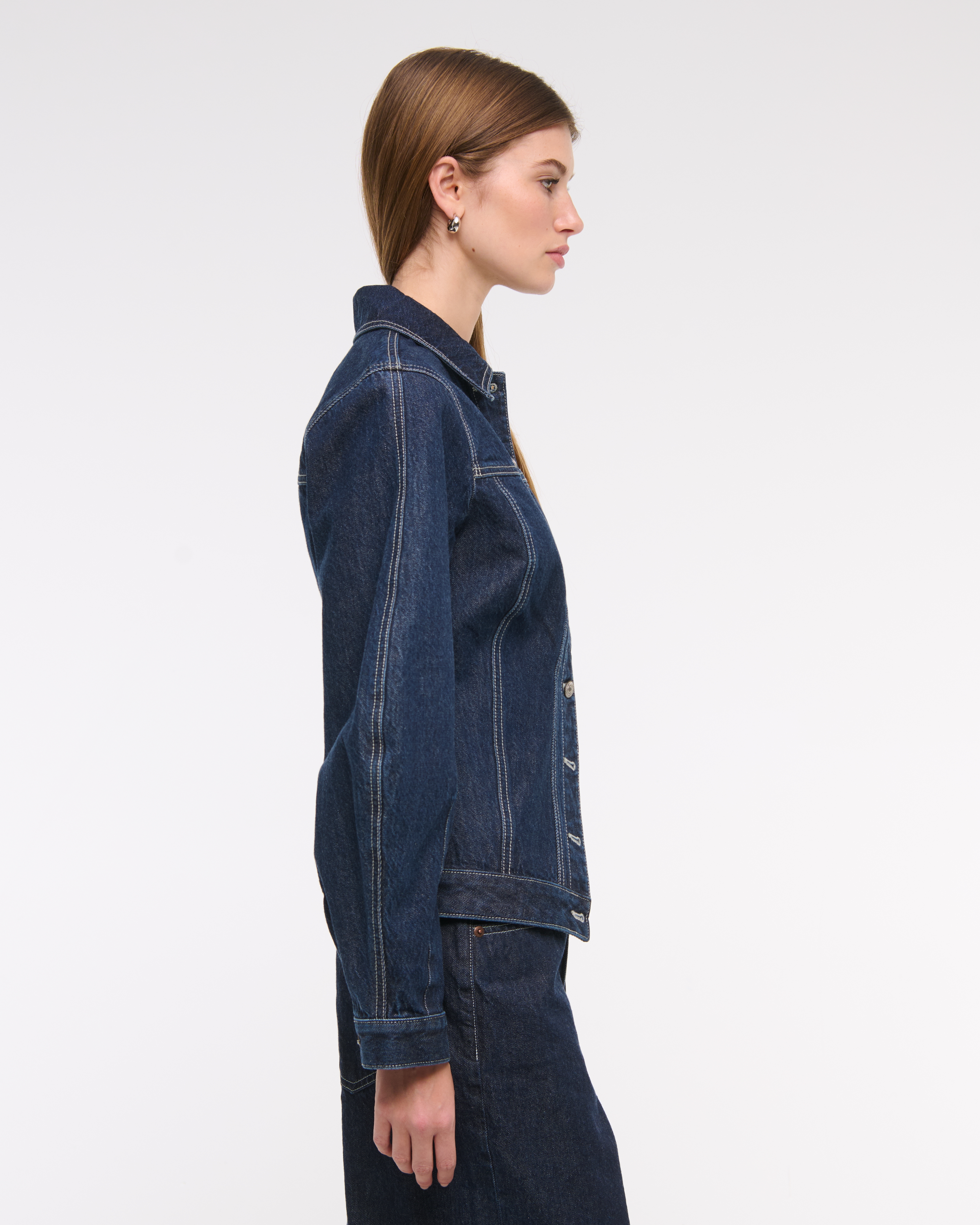 Abercrombie & Fitch Slim Barrel Sleeve Denim Jacket In Blue