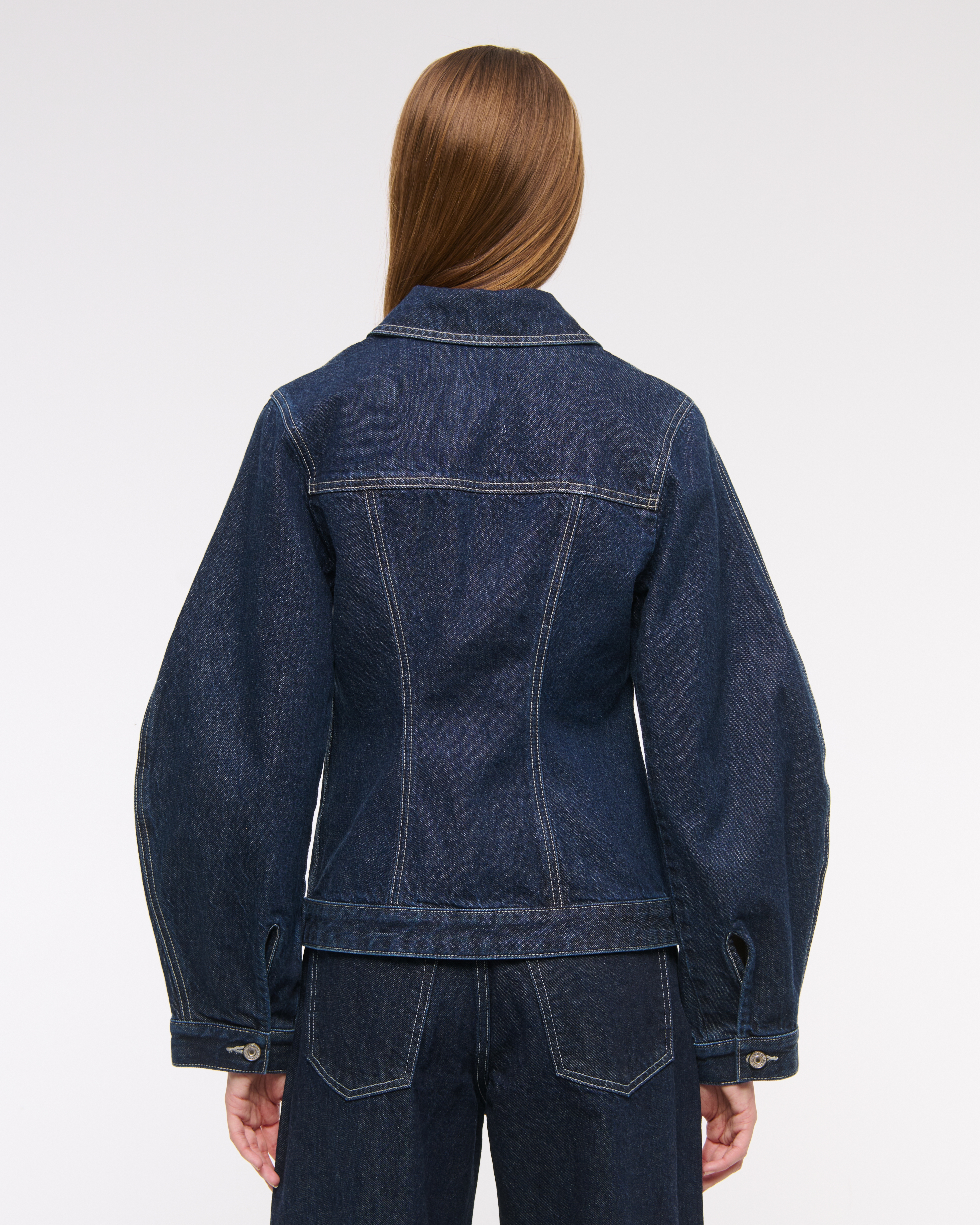 Abercrombie & Fitch Slim Barrel Sleeve Denim Jacket In Blue