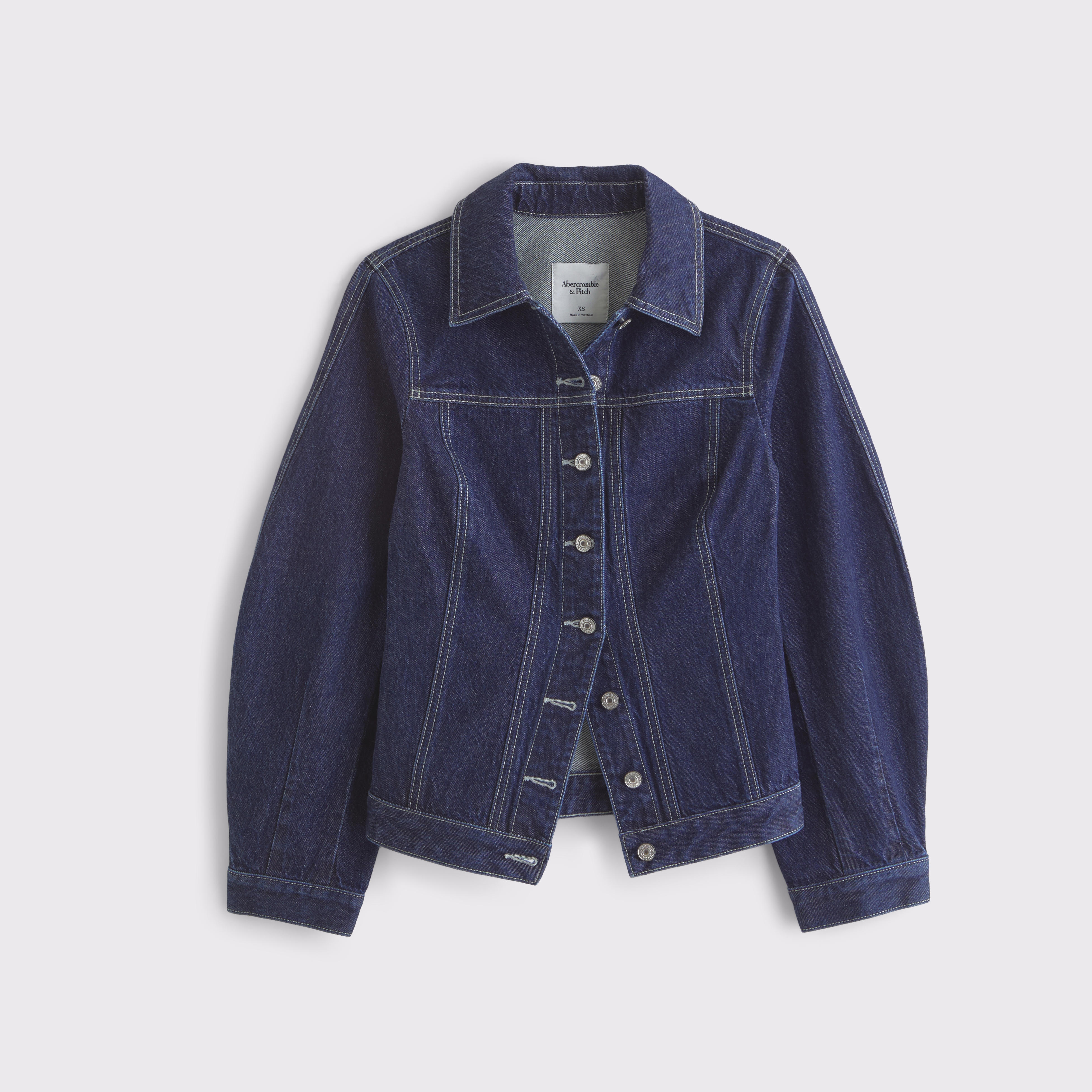 Abercrombie & Fitch Slim Barrel Sleeve Denim Jacket In Blue