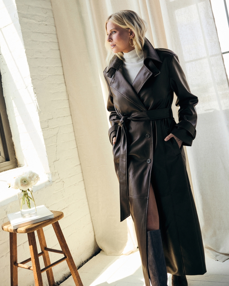 Vegan Leather Trench Coat