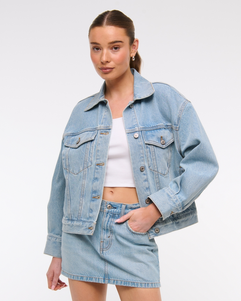 Oversized Distressed Denim Trucker Jacket