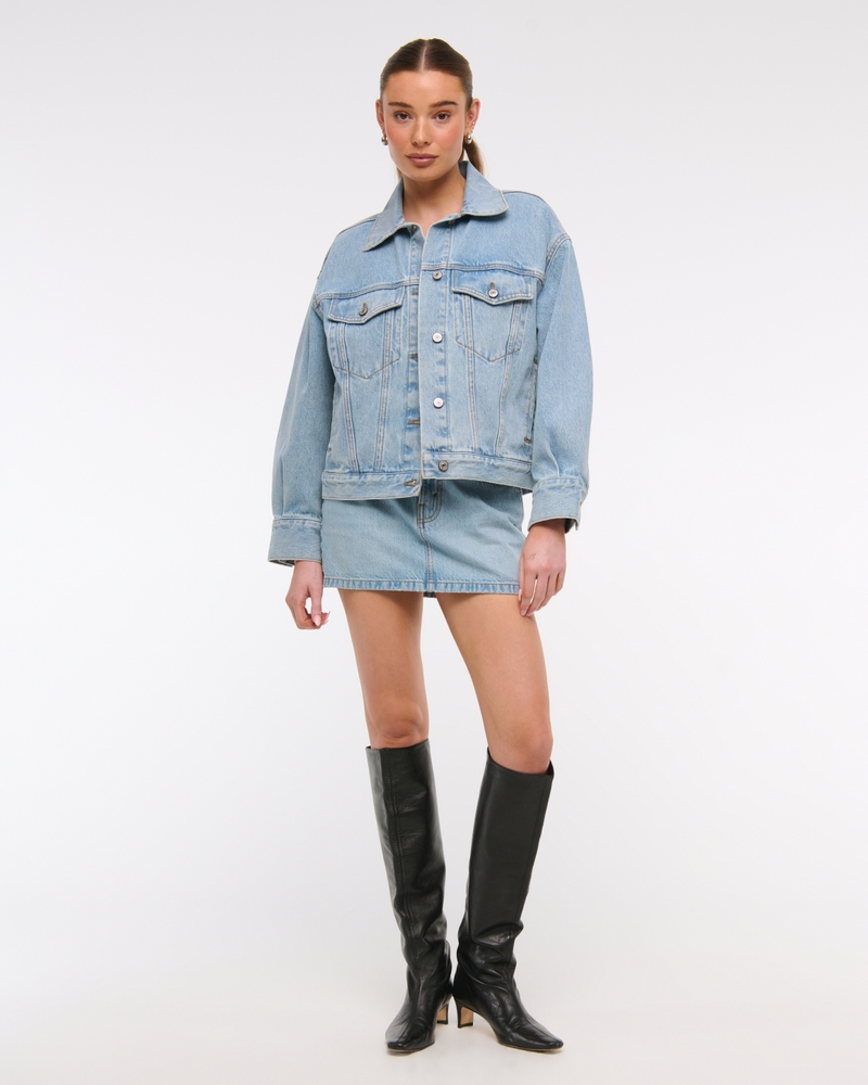 Oversized Distressed Denim Trucker Jacket