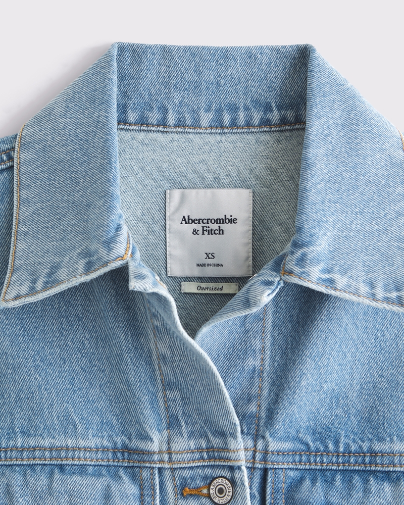 Oversized Distressed Denim Trucker Jacket