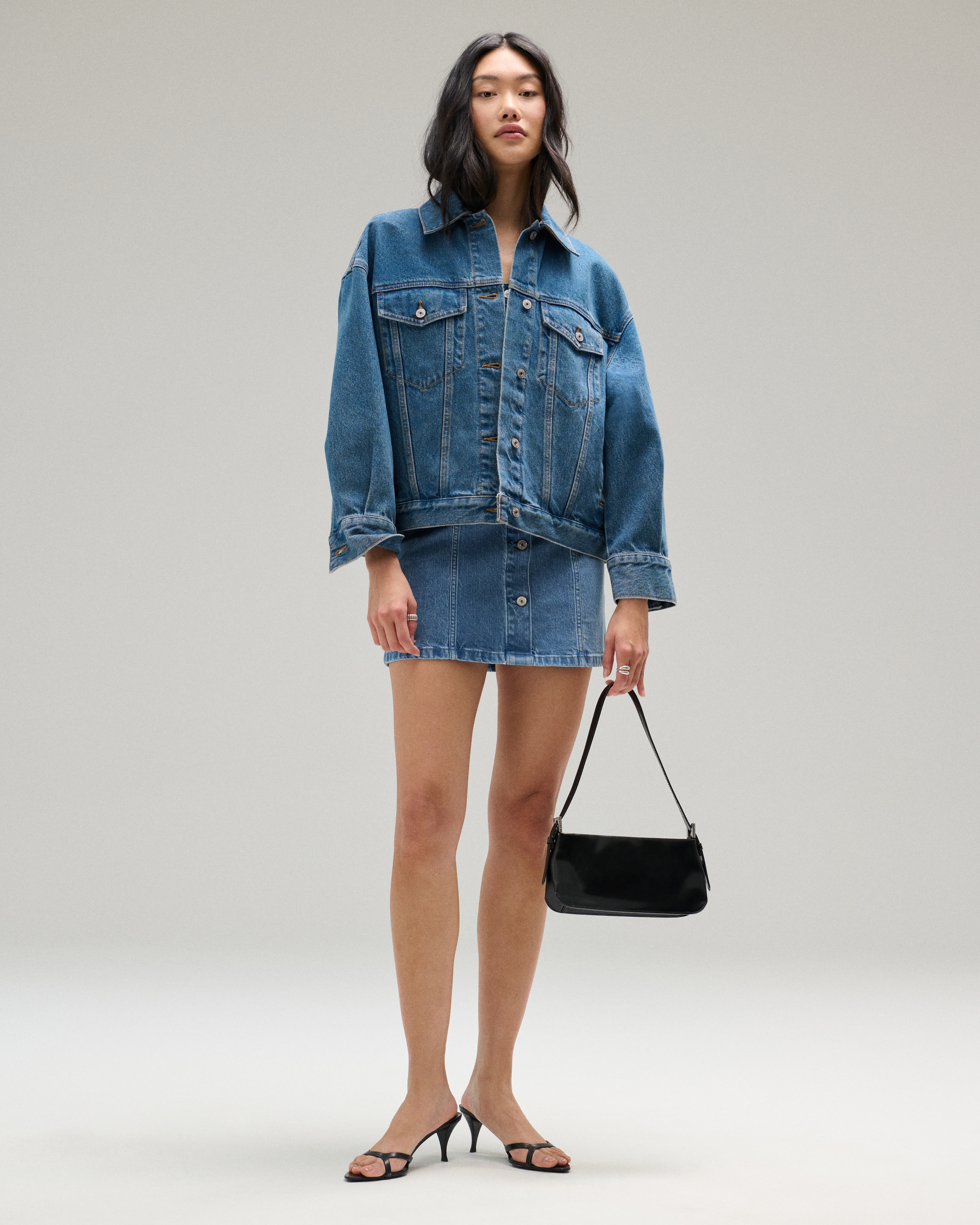 Women's Oversized Distressed Denim Trucker Jacket | Women's