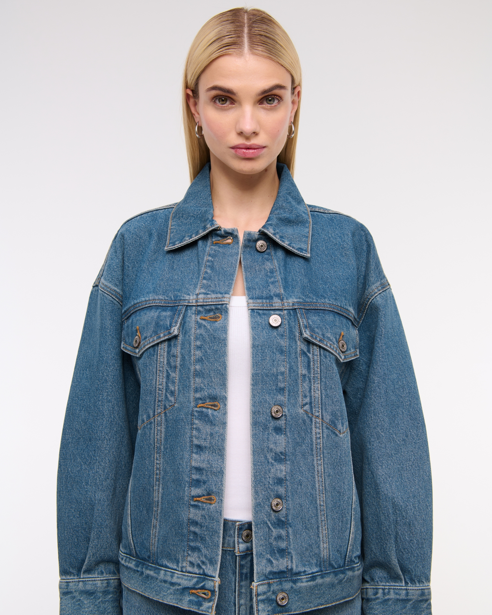 Oversized Distressed Denim Trucker Jacket