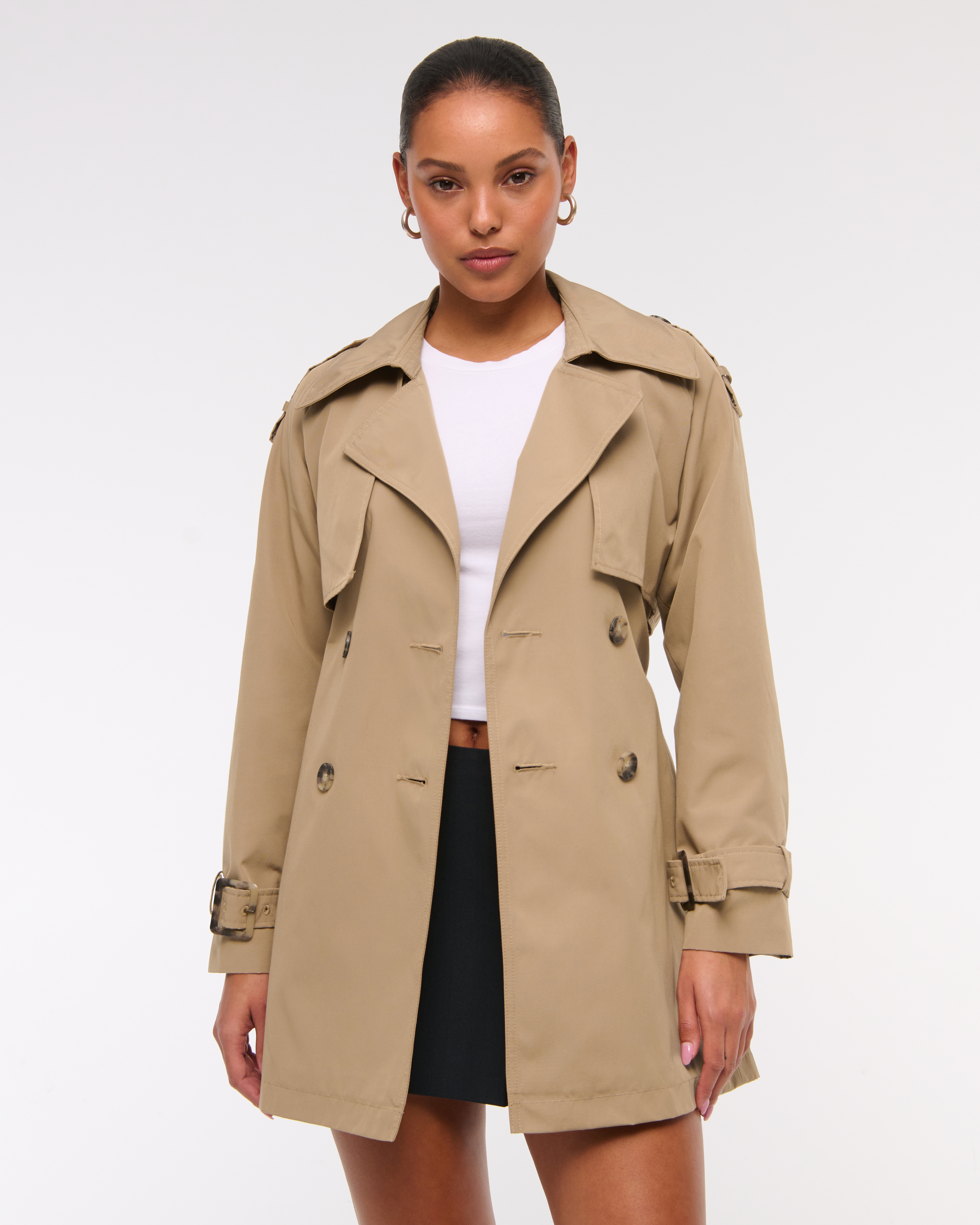 Abercrombie & Fitch Mid-length Trench Coat In Brown