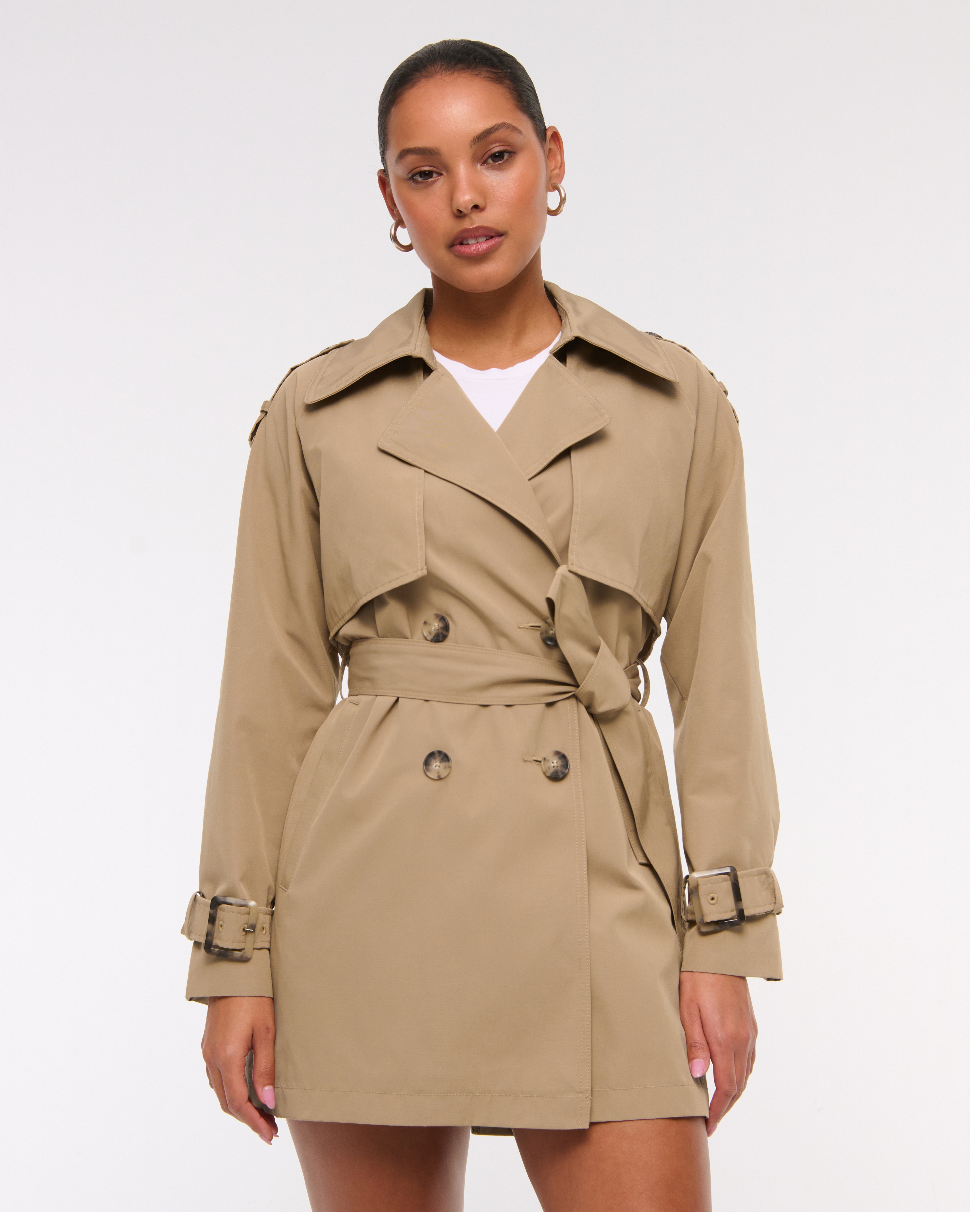 Abercrombie & Fitch Mid-length Trench Coat In Brown