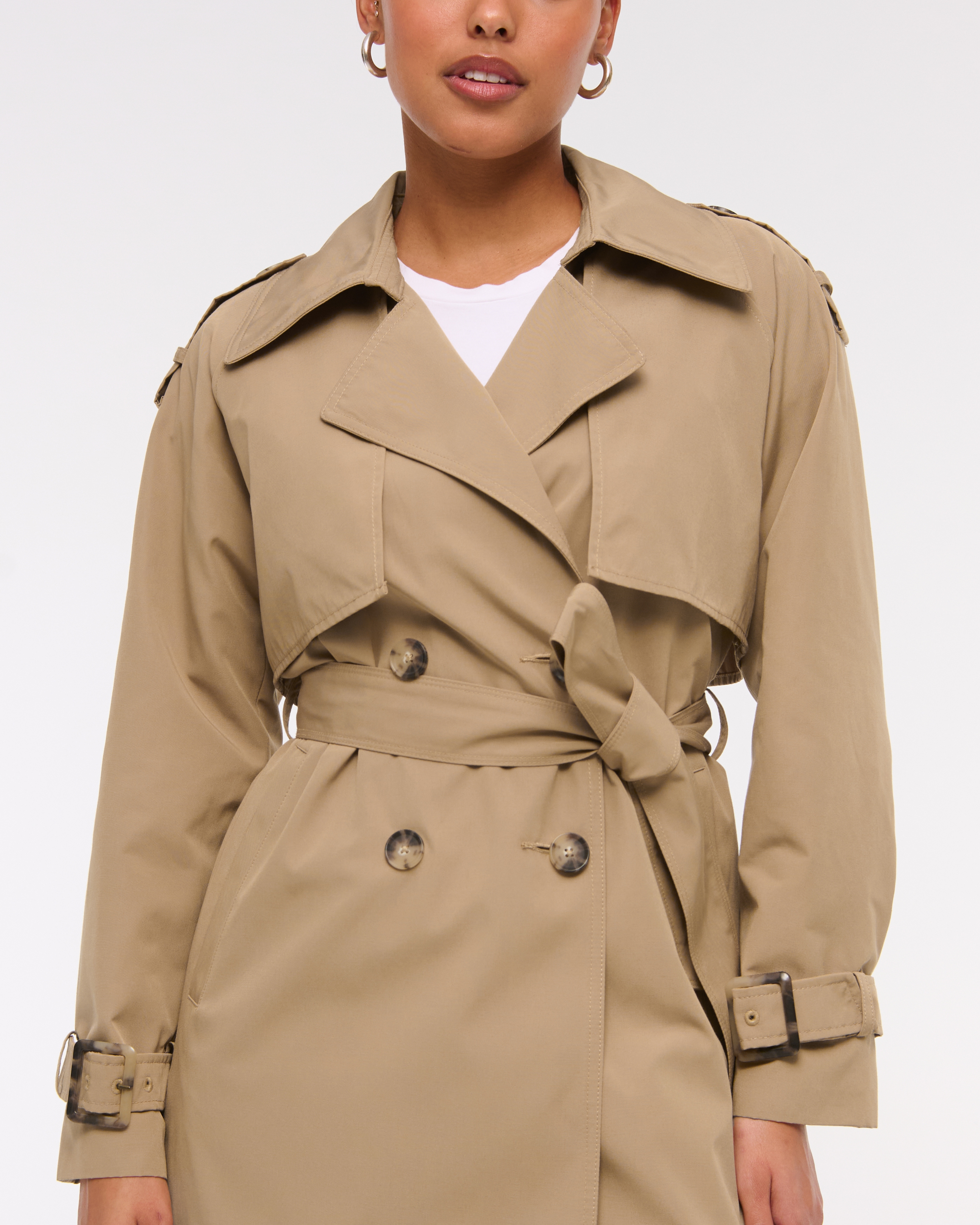 Abercrombie & Fitch Mid-length Trench Coat In Brown