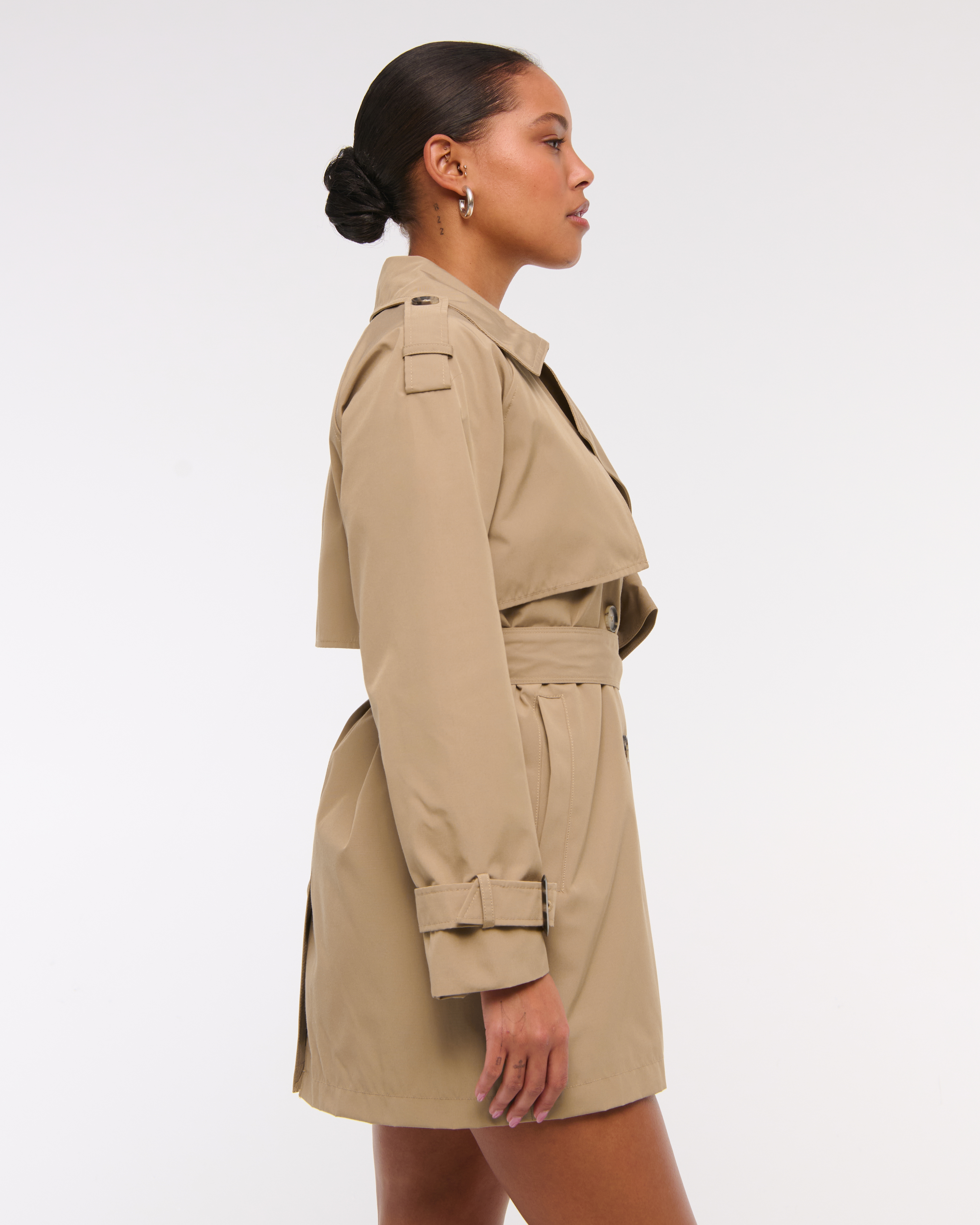 Abercrombie & Fitch Mid-length Trench Coat In Brown
