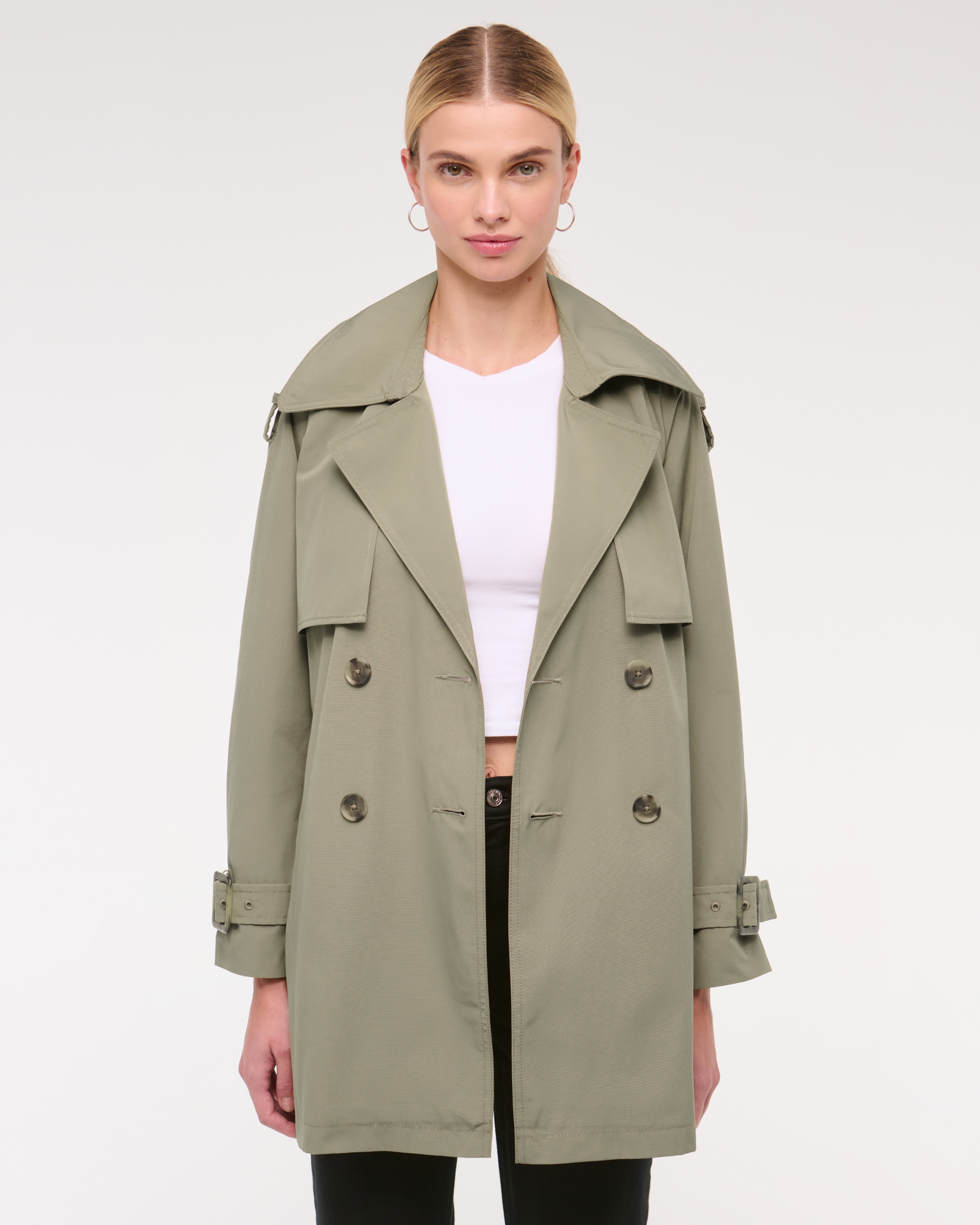 Abercrombie & Fitch Mid-length Trench Coat In Green