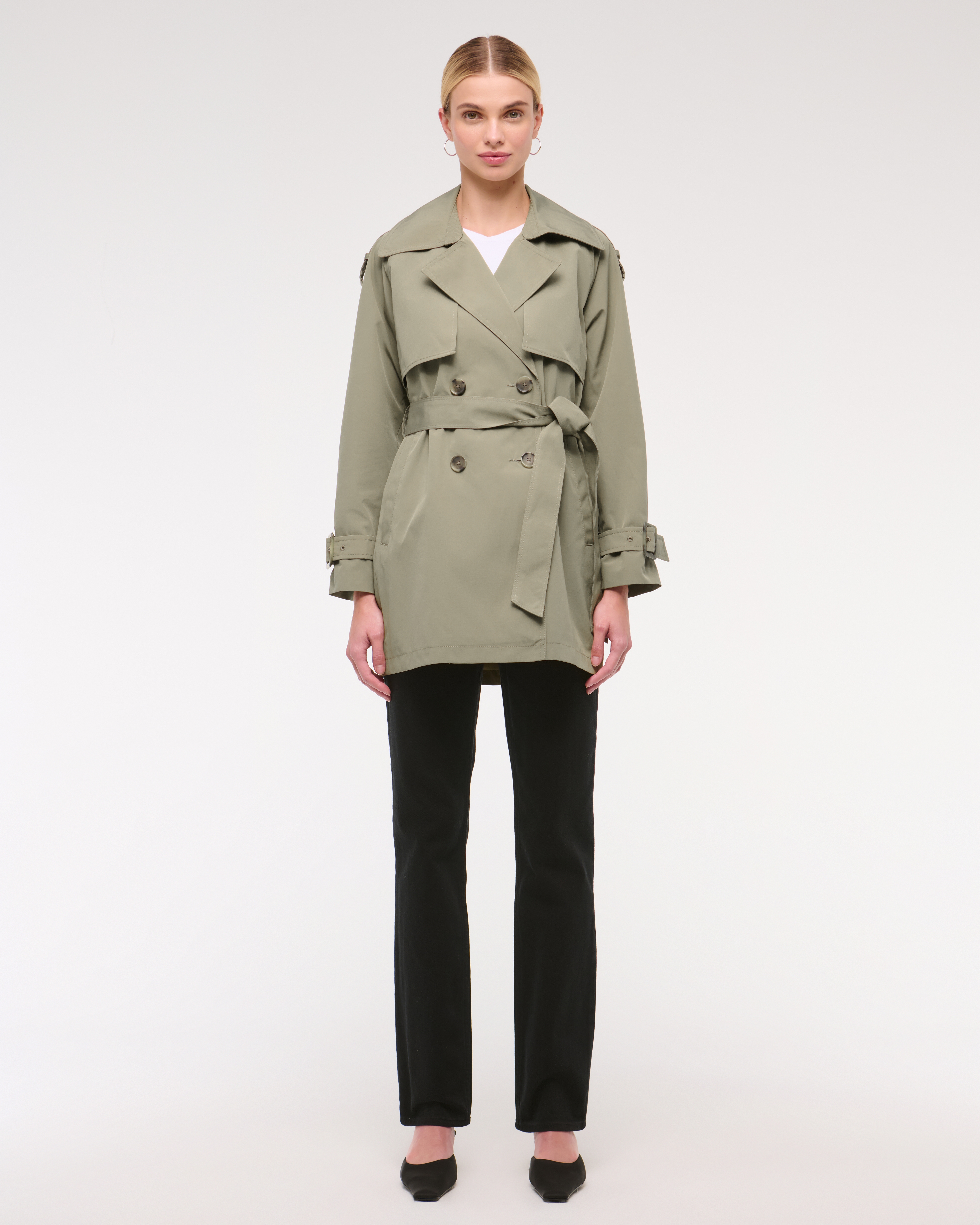 Abercrombie & Fitch Mid-length Trench Coat In Green