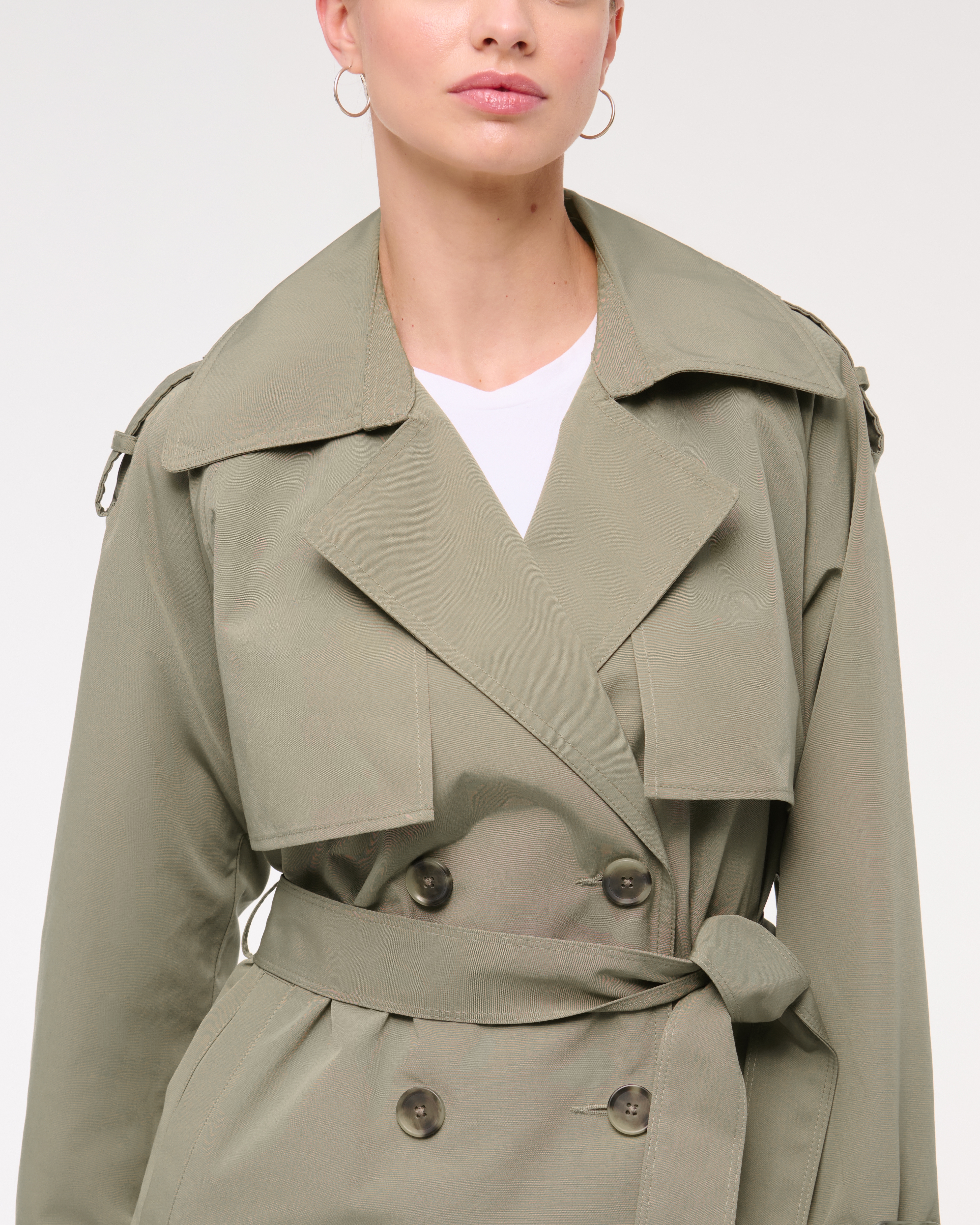 Abercrombie & Fitch Mid-length Trench Coat In Green