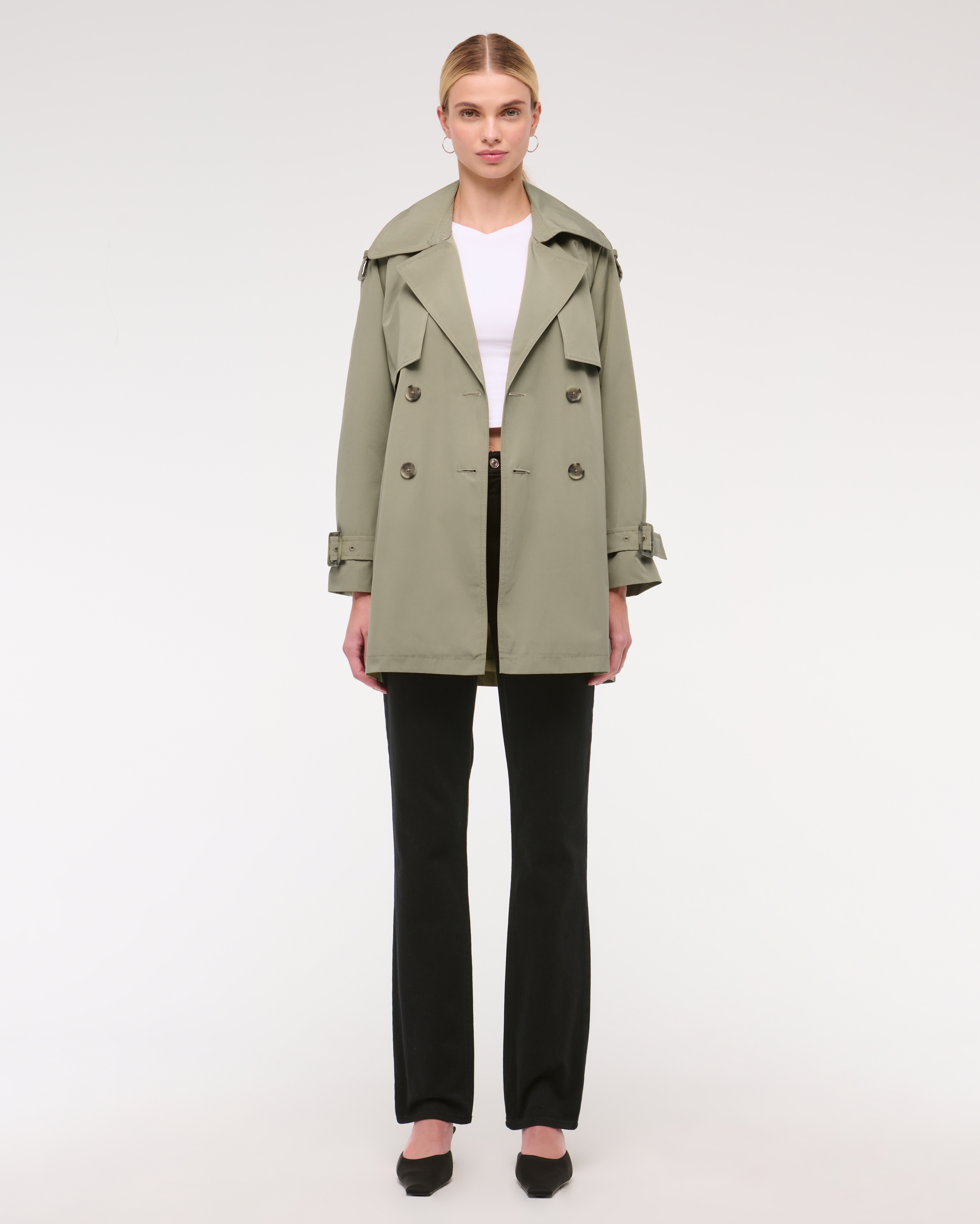 Abercrombie & Fitch Mid-length Trench Coat In Green