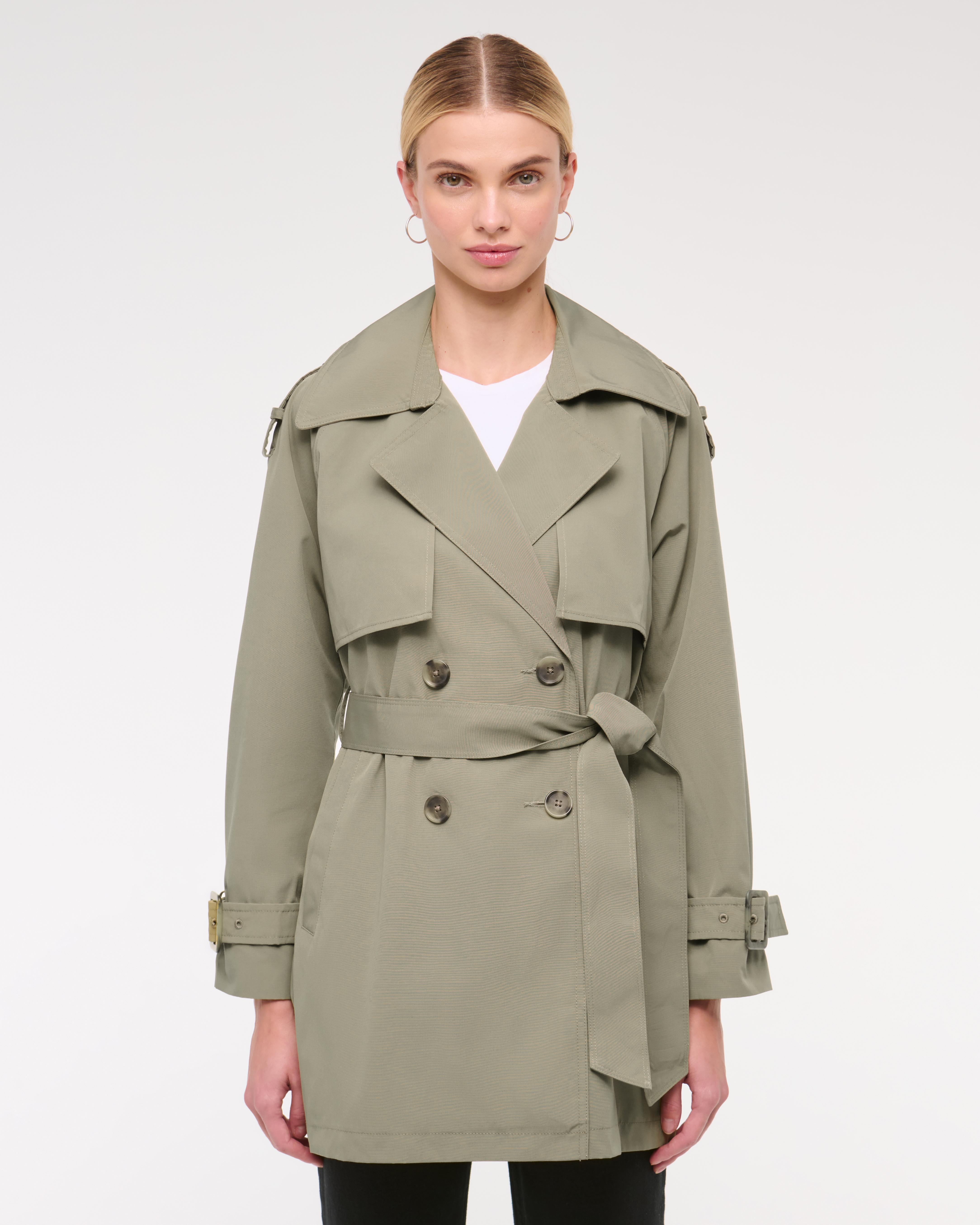 Abercrombie & Fitch Mid-length Trench Coat In Green