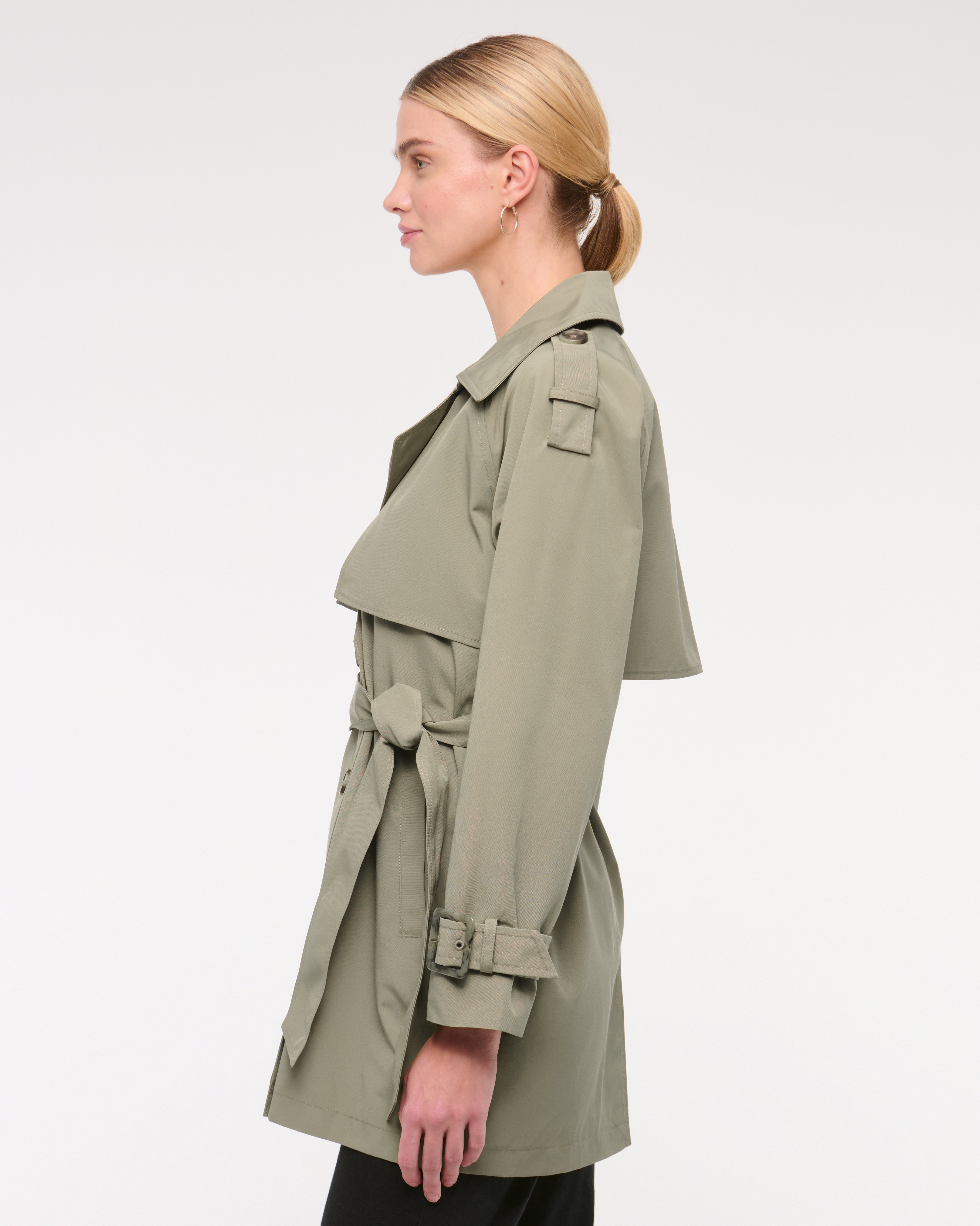 Abercrombie & Fitch Mid-length Trench Coat In Green