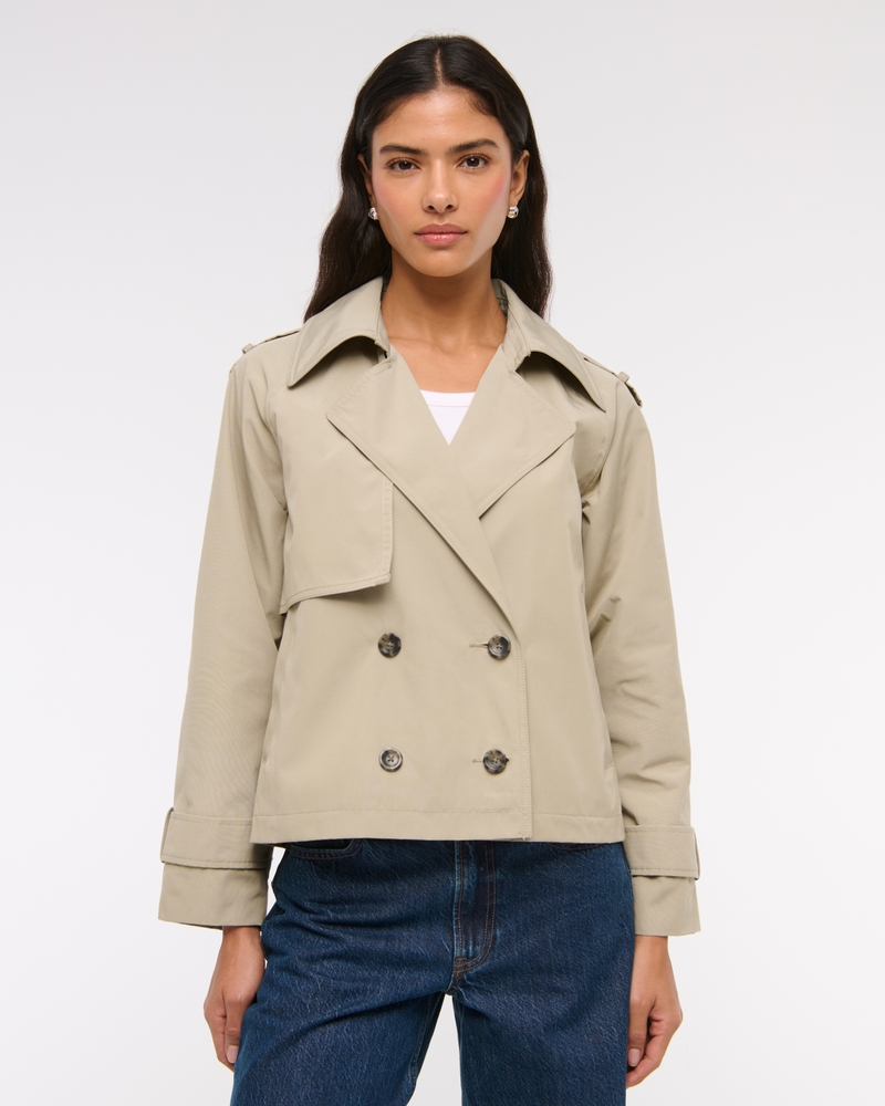 Faux Suede Trench Coat