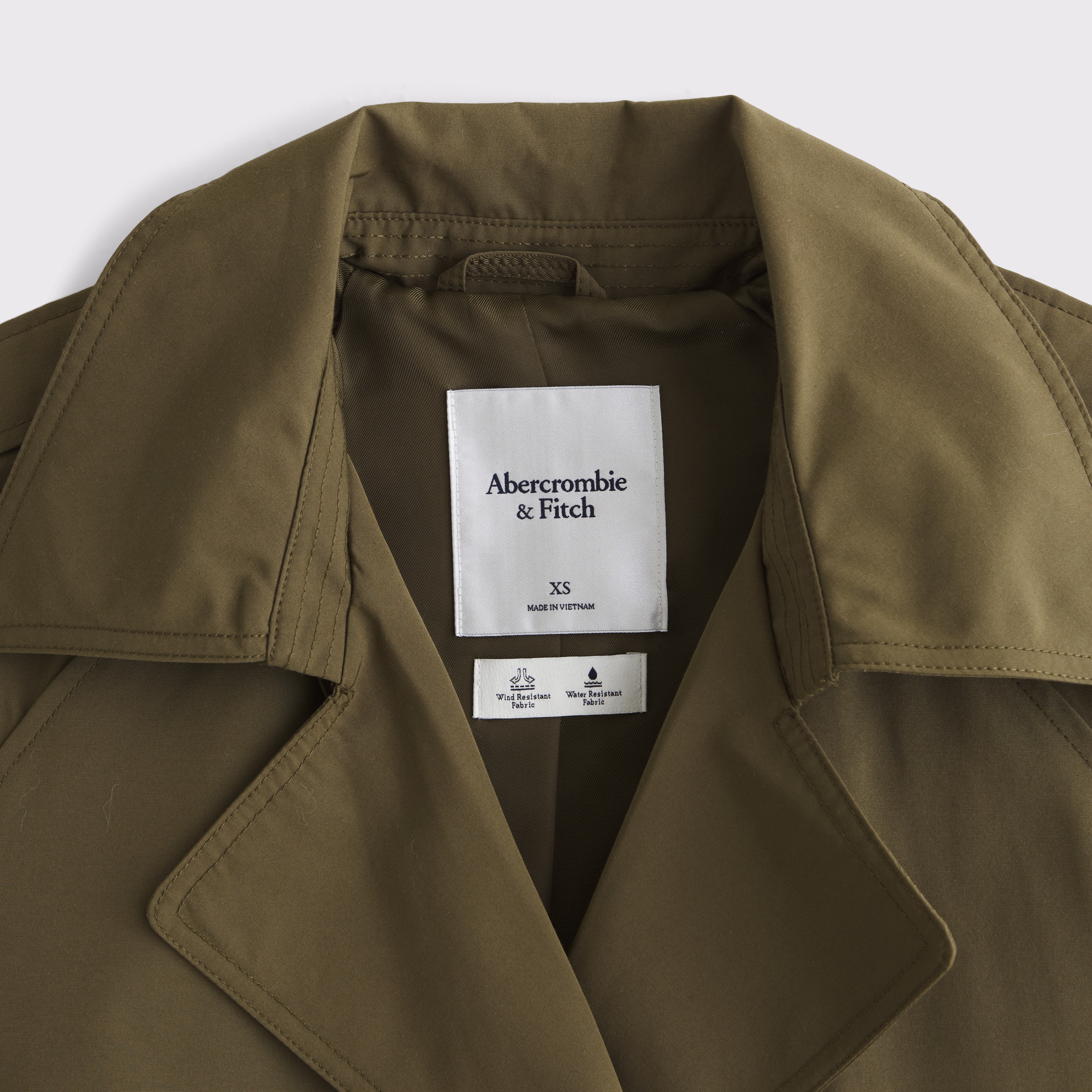 Abercrombie & Fitch Relaxed Short Trench Coat In Green