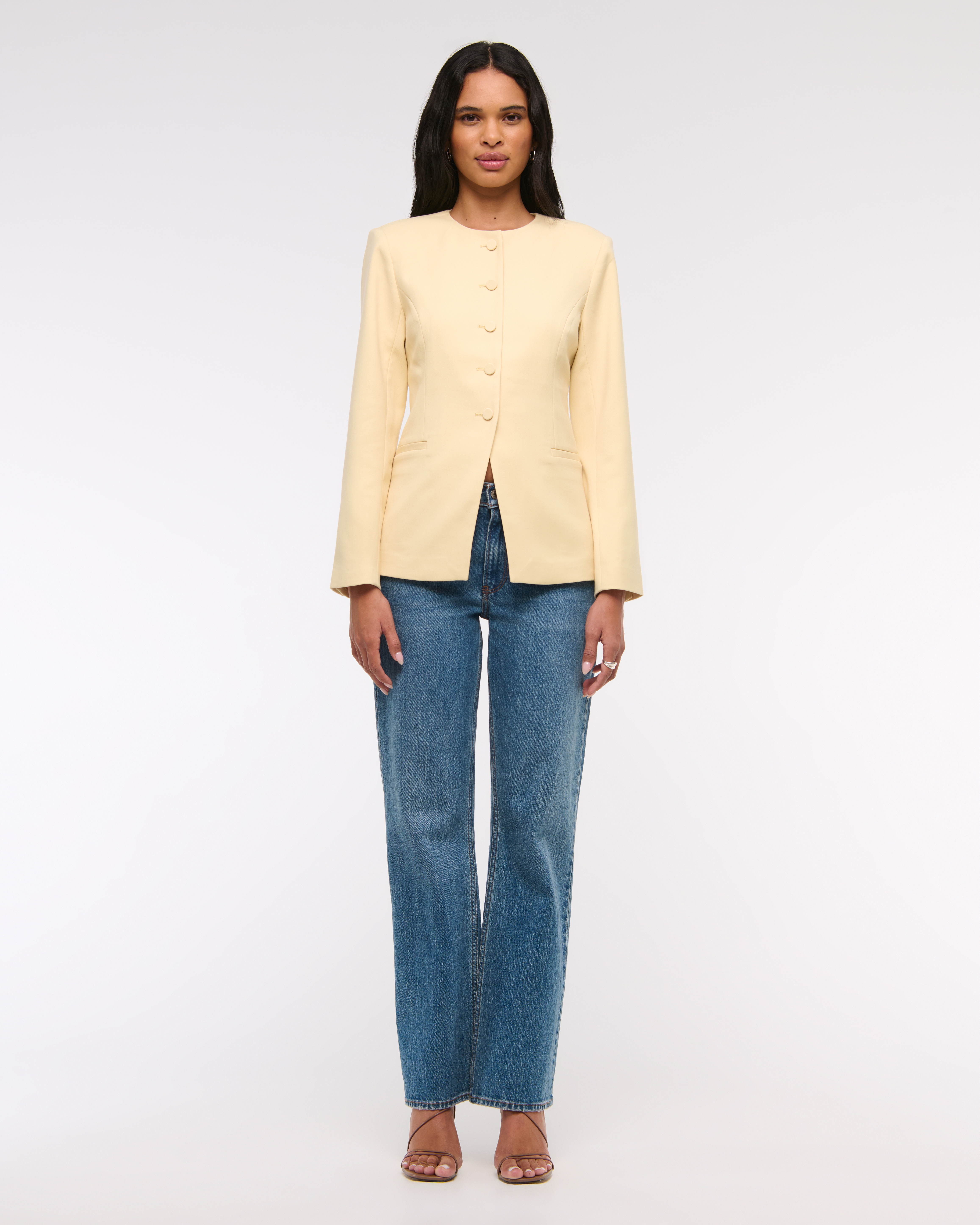 Women's Collarless Suiting Blazer | Women's Clearance