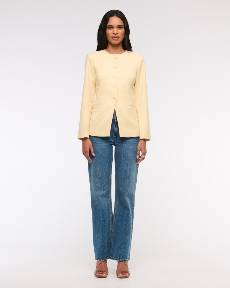 Collarless Suiting Blazer