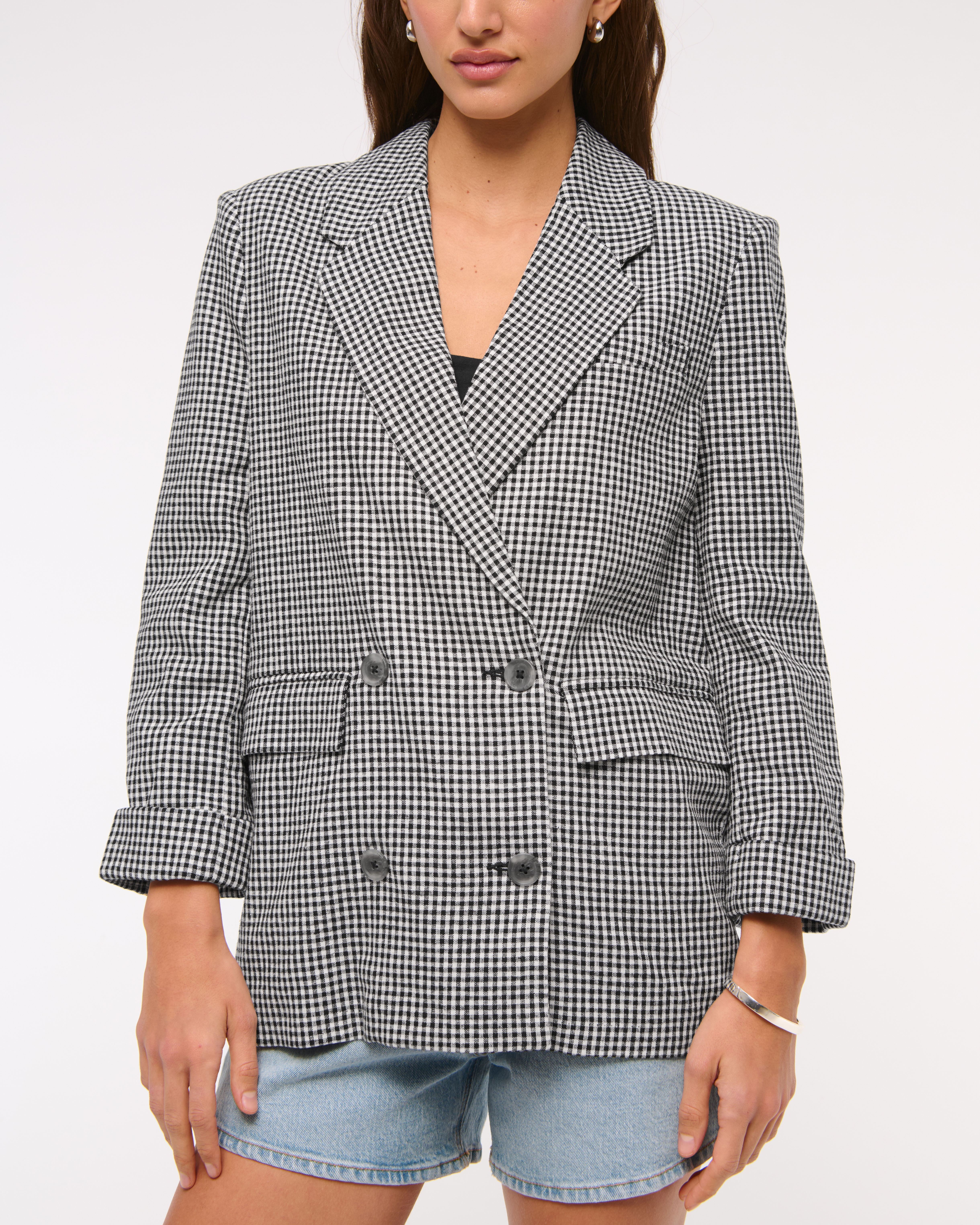 Women's Double-Breasted Linen-Blend Slouchy Blazer | Women's