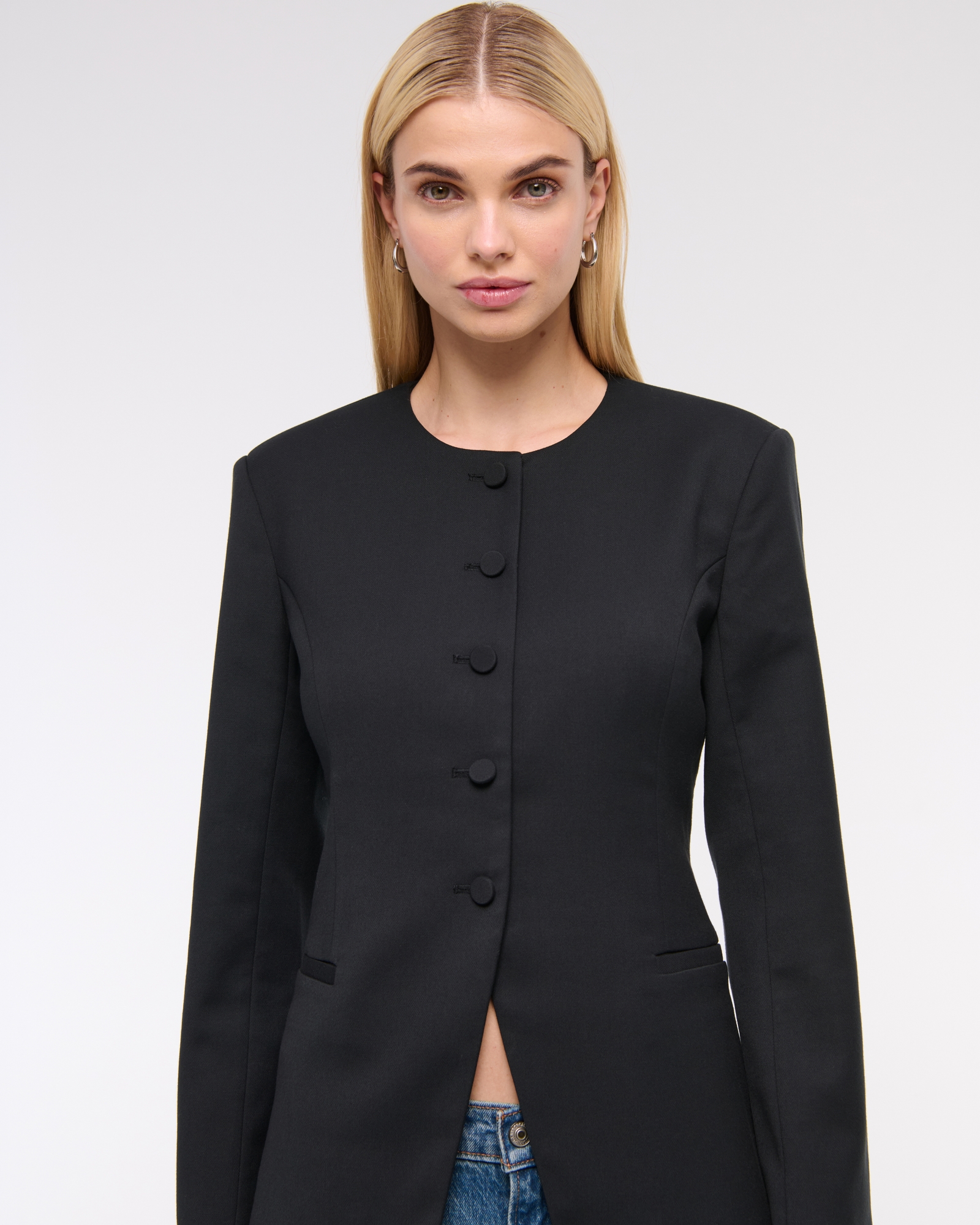 Collarless Suiting Blazer