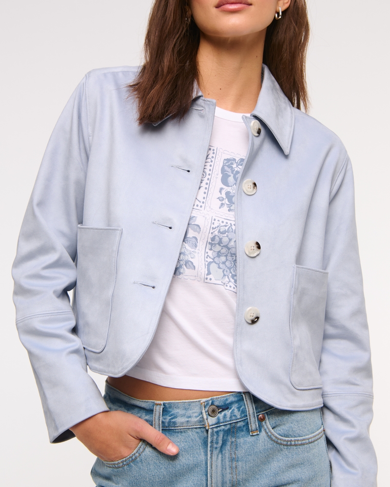 Vegan Suede Button-Through Jacket