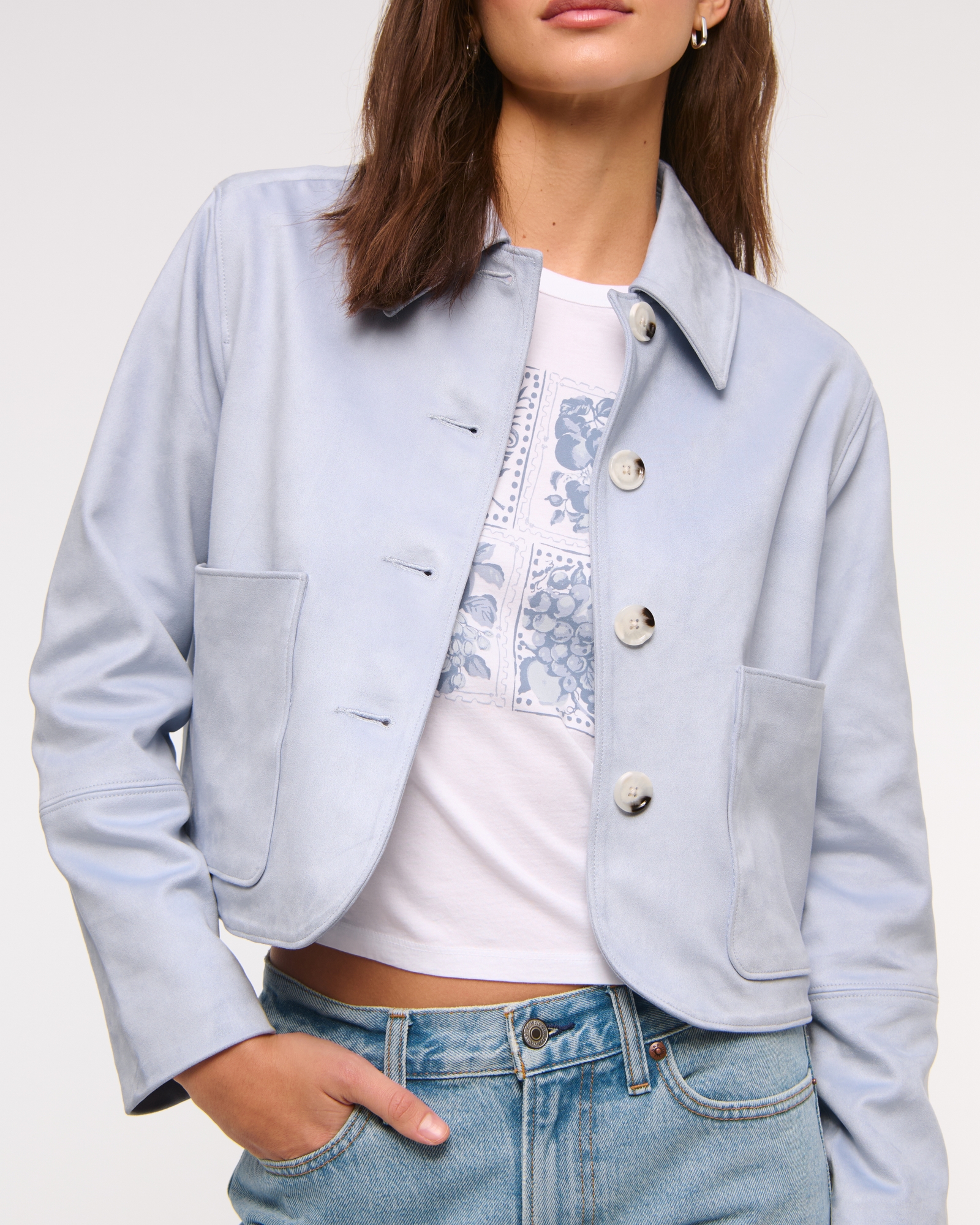Vegan Suede Button-Through Jacket