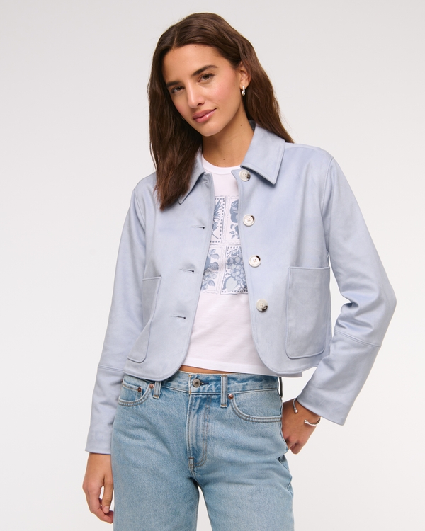 Vegan Suede Button-Through Jacket