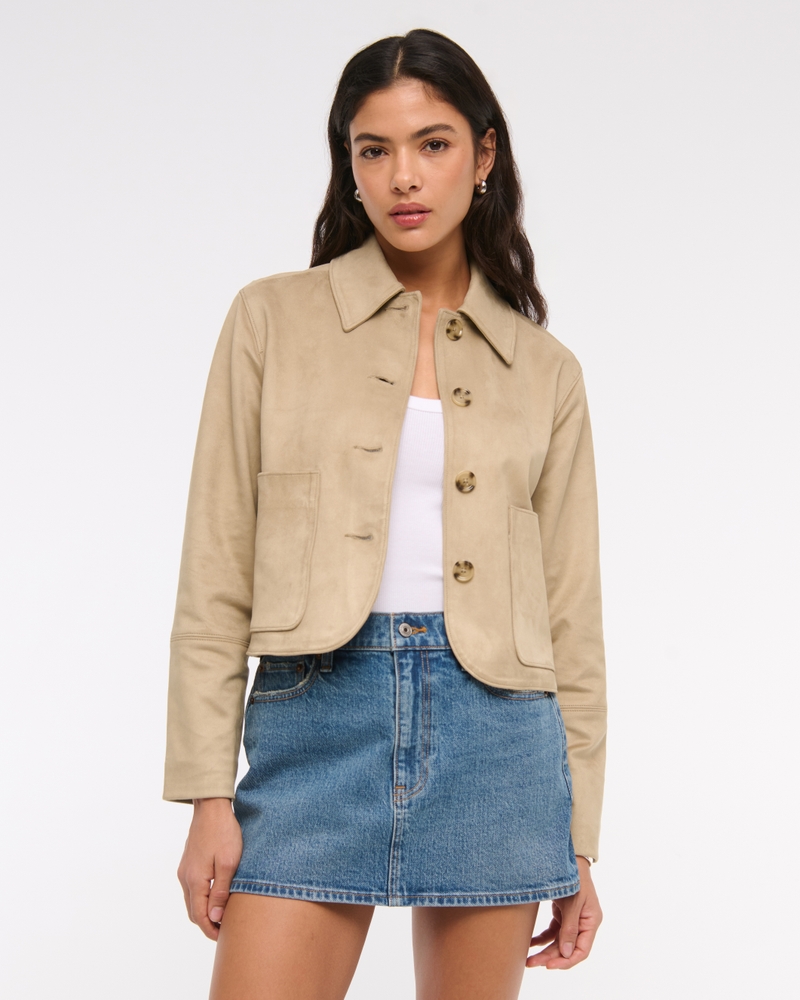 Wool-Blend Short Coat