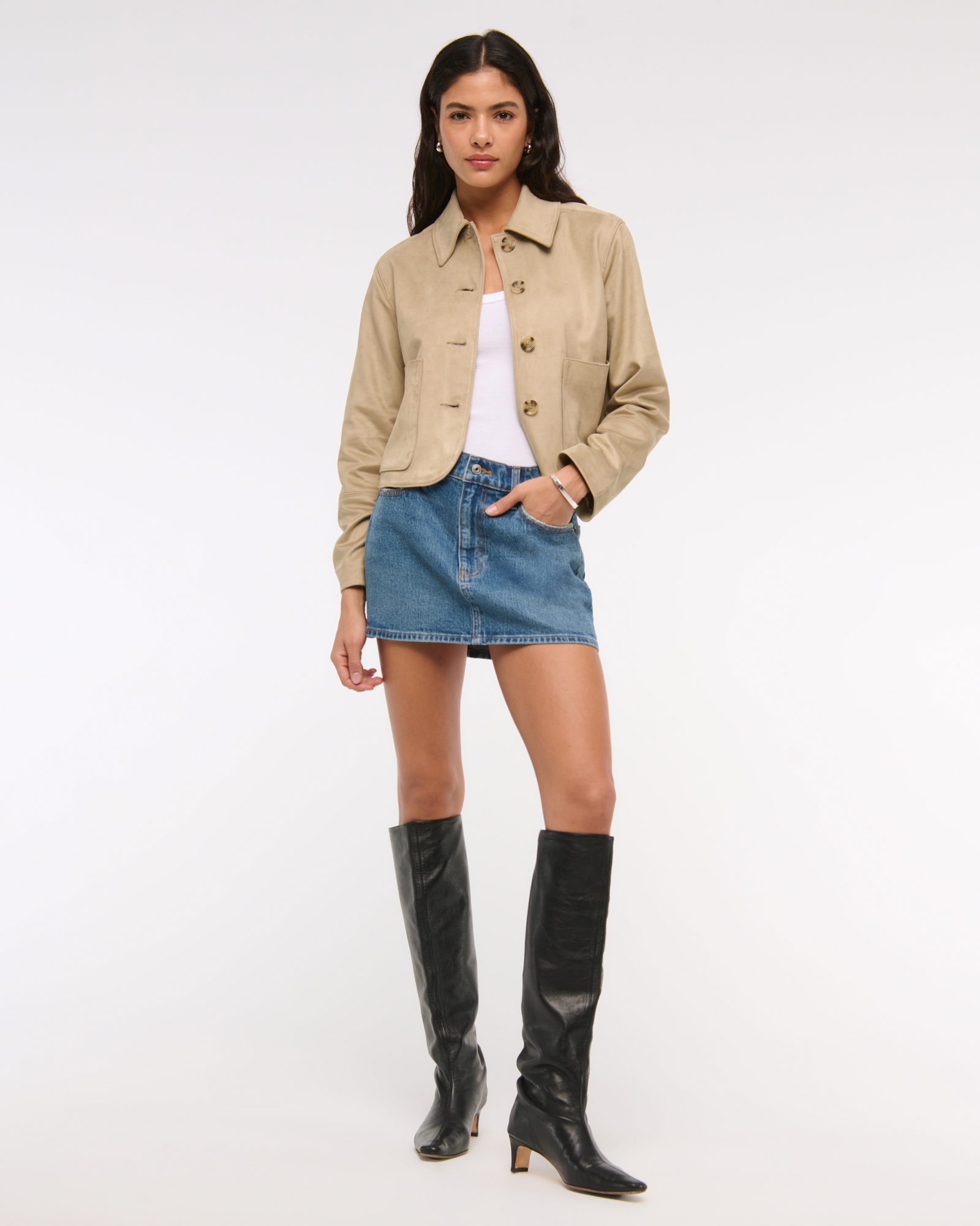Abercrombie & Fitch Vegan Suede Button-Through Jacket | Arden Fair